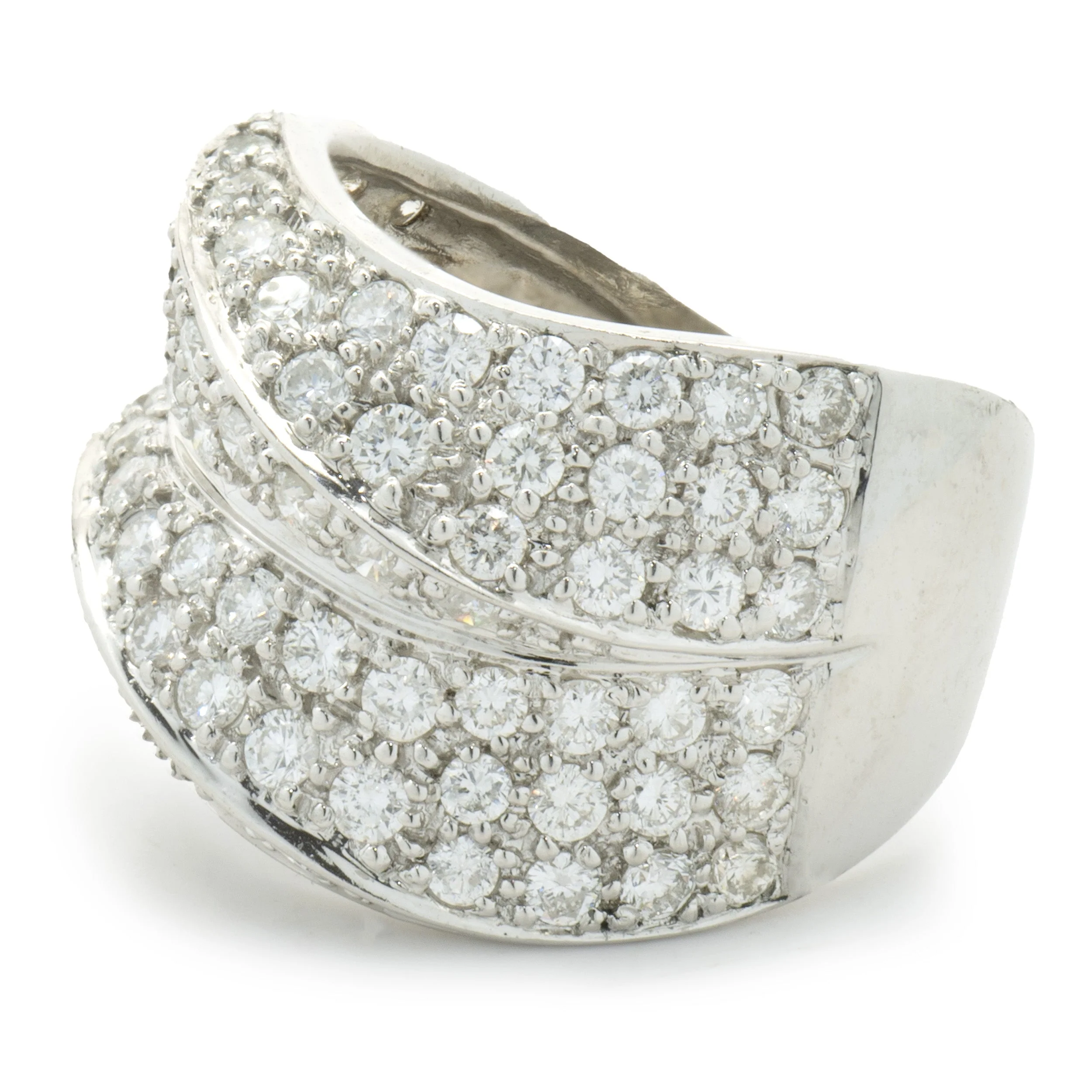 18 Karat White Gold Pave Diamond Wave Cigar Band - Image 3