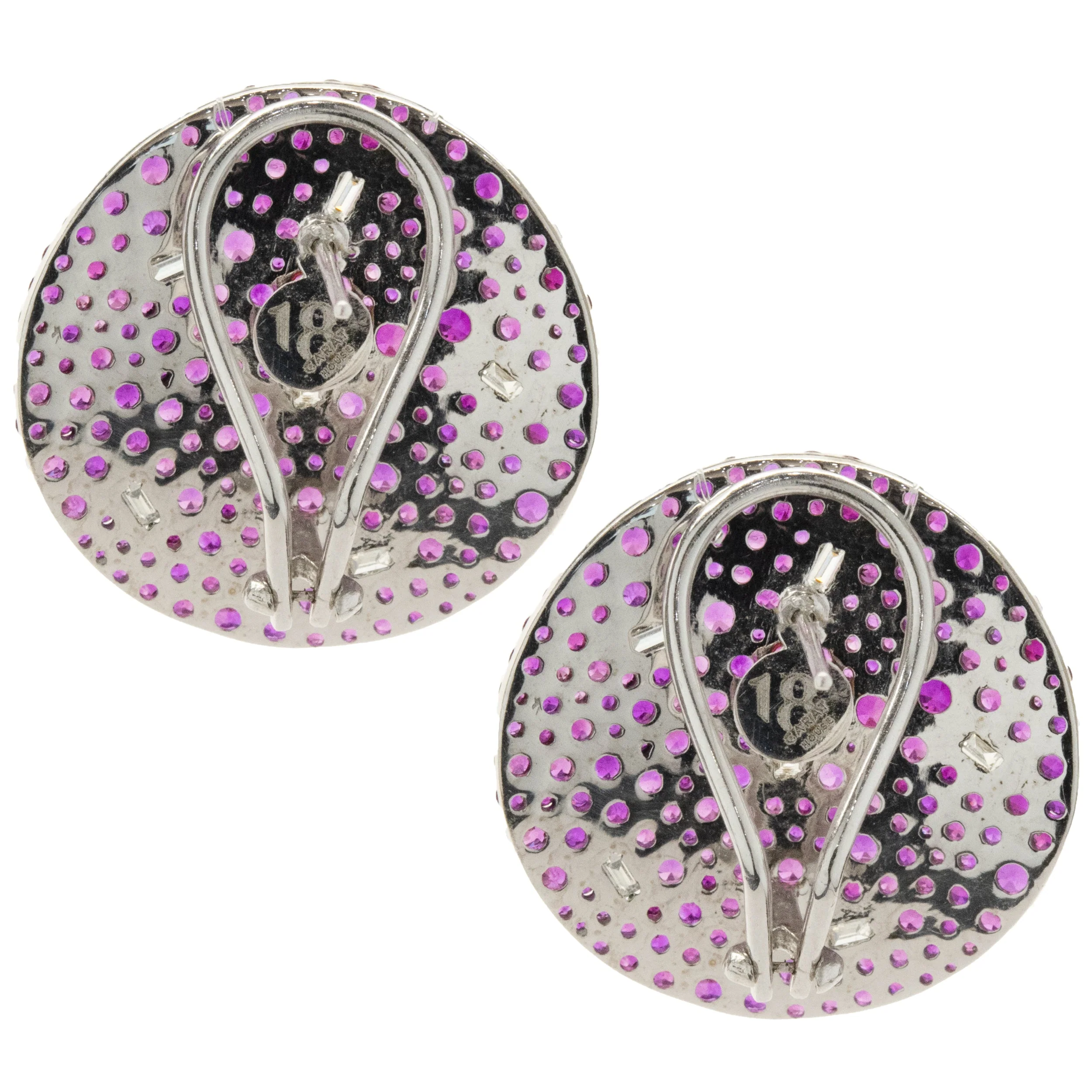 18 Karat White Gold Pave Ruby and Diamond Disc Earrings - Image 2