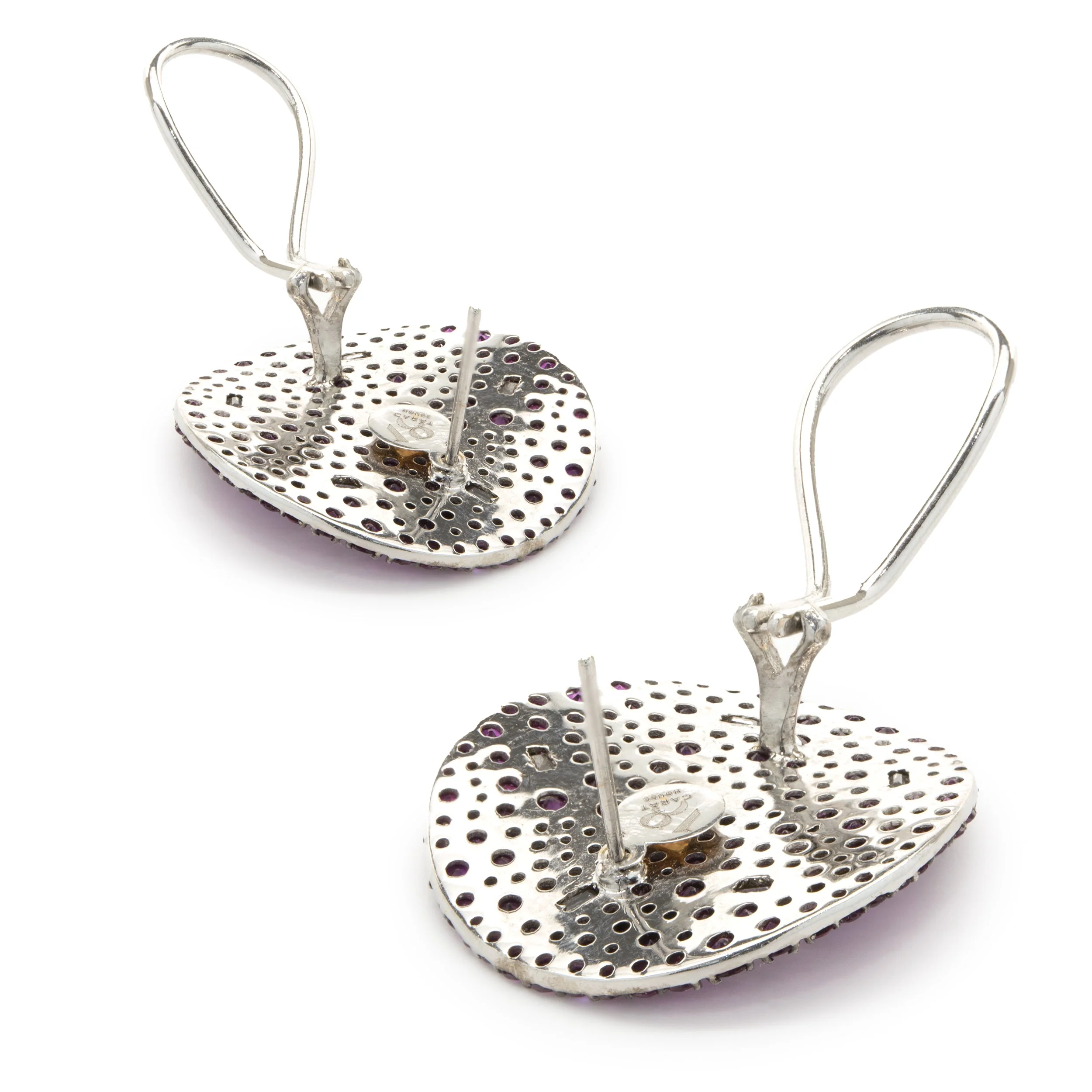 18 Karat White Gold Pave Ruby and Diamond Disc Earrings - Image 4