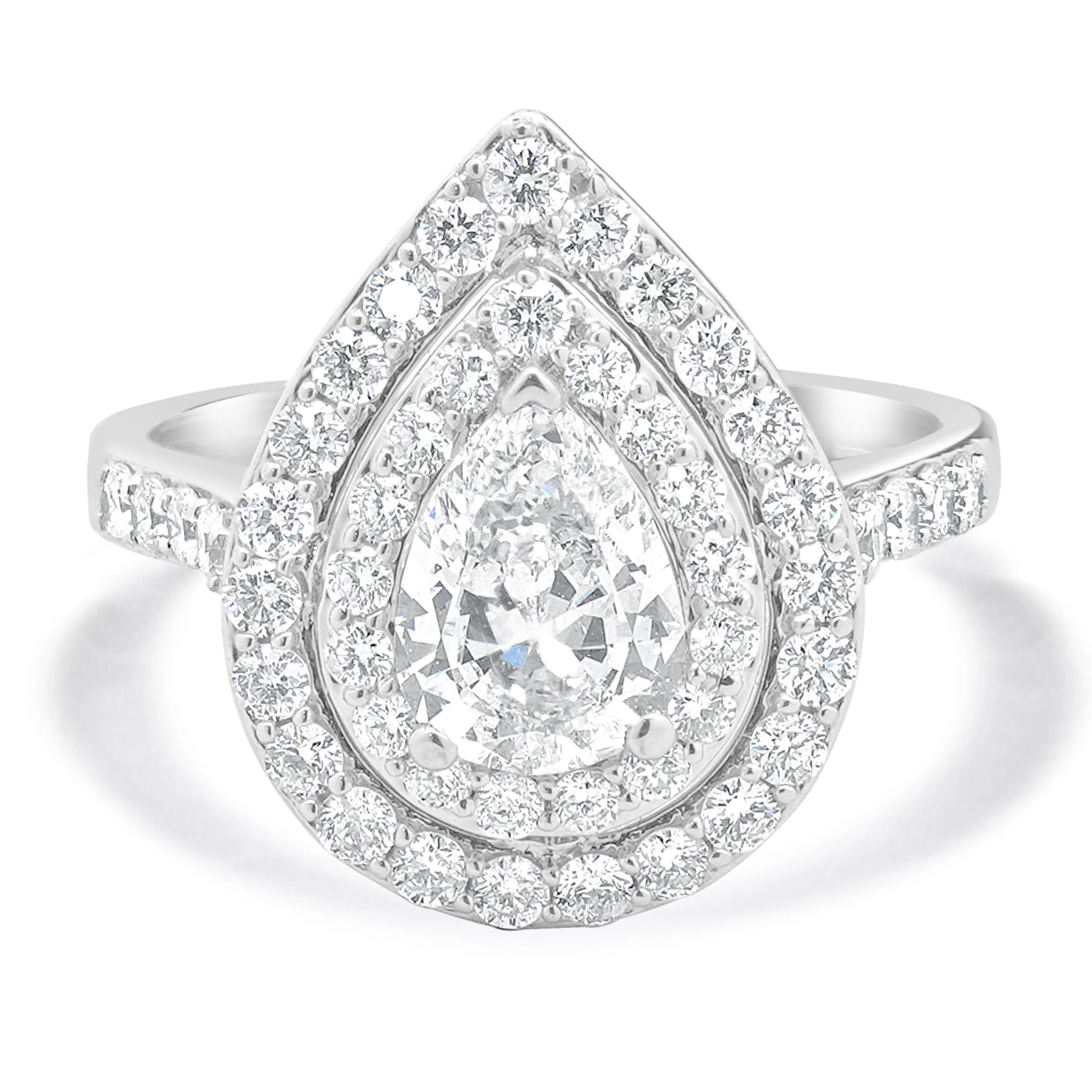 18 Karat White Gold Pear Cut Diamond Engagement Ring