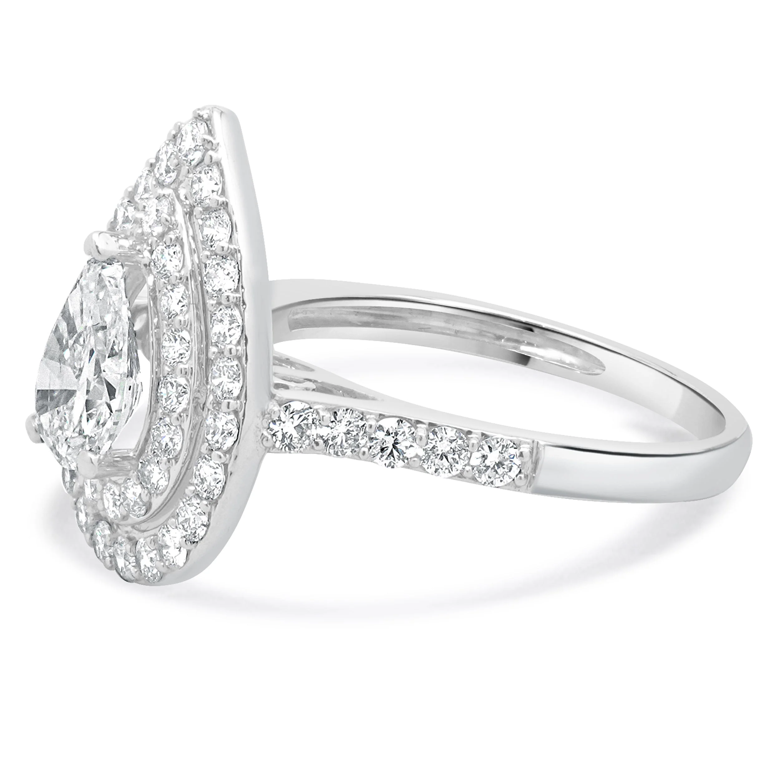 18 Karat White Gold Pear Cut Diamond Engagement Ring - Image 2