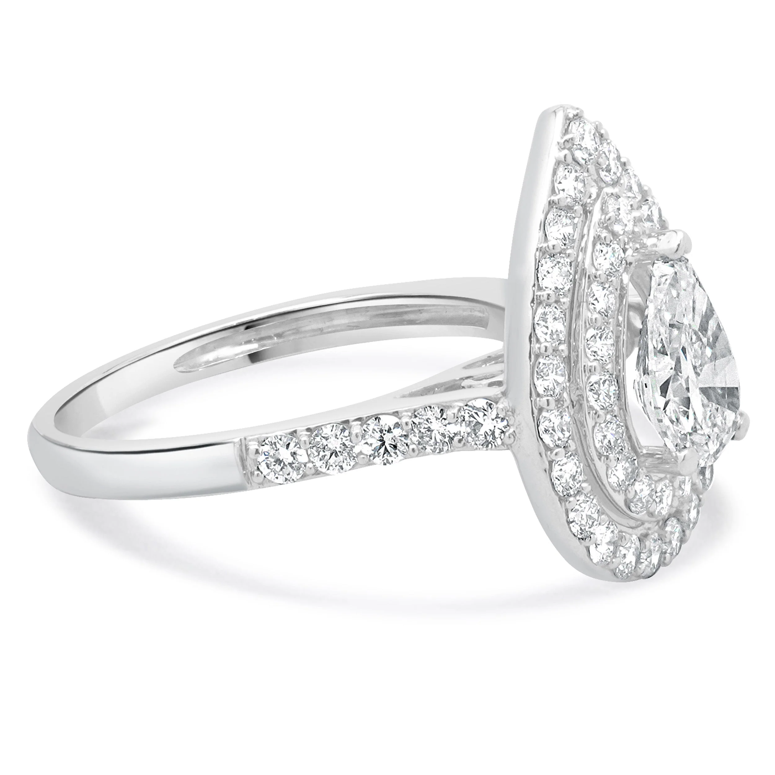 18 Karat White Gold Pear Cut Diamond Engagement Ring - Image 4