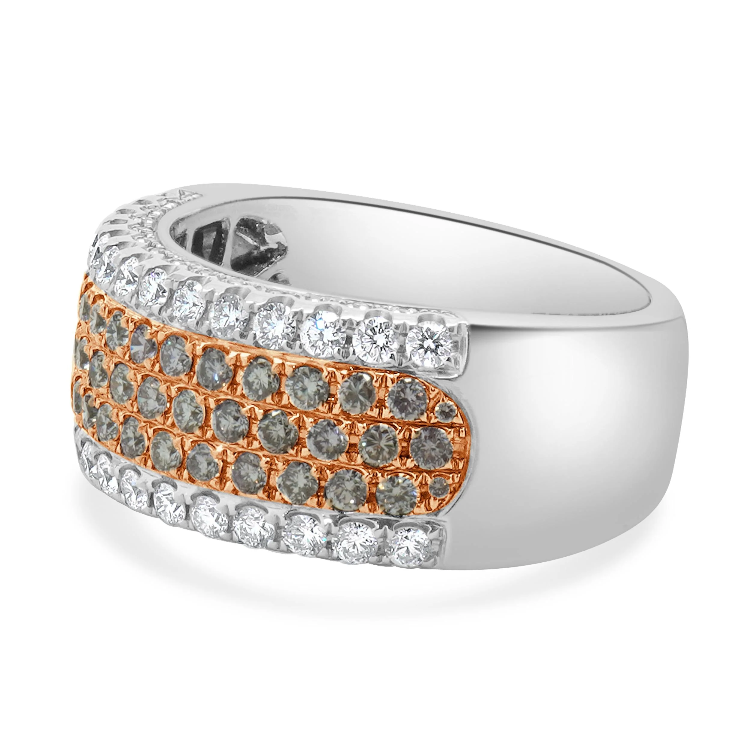 18 Karat White Gold Pink and White Diamond Band - Image 2