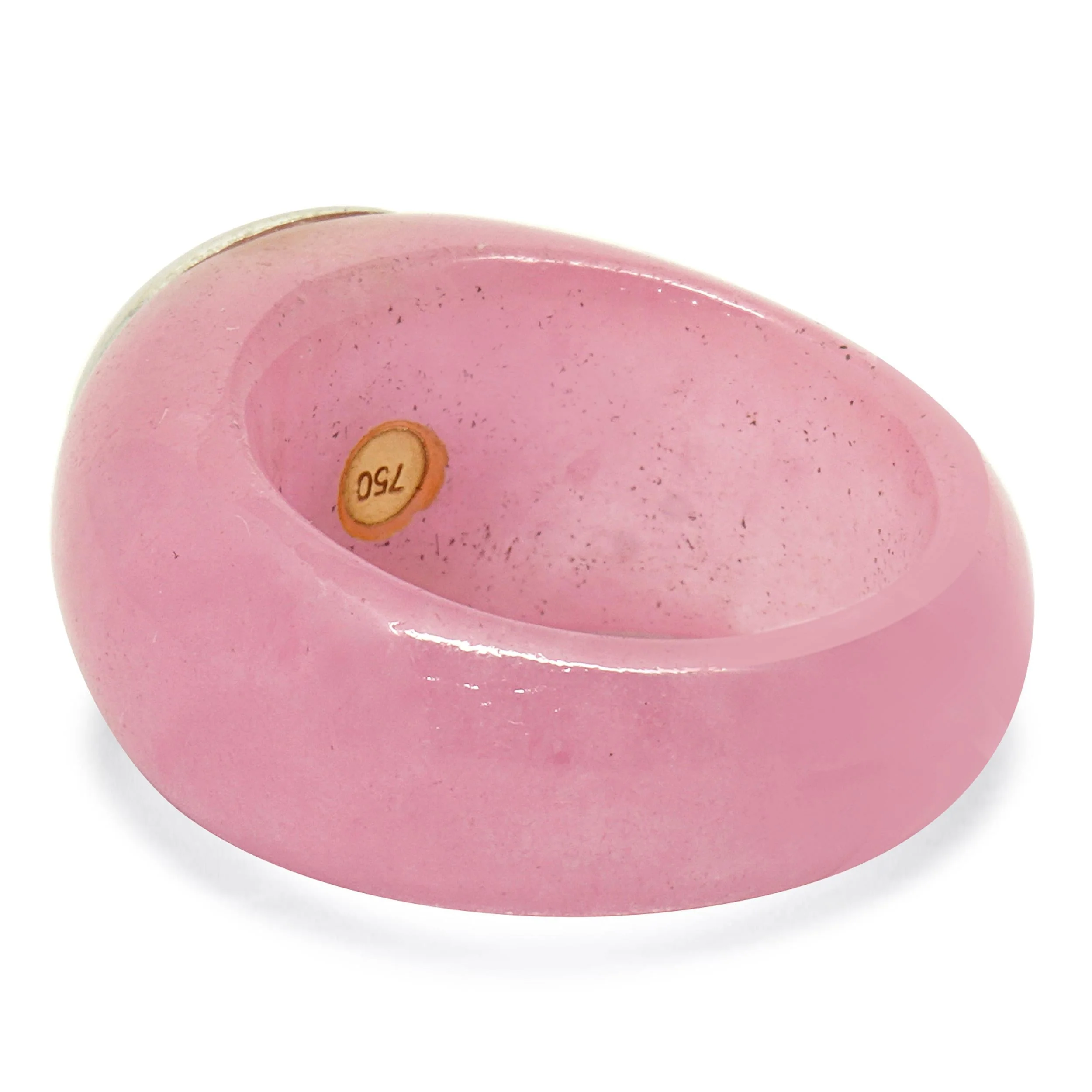 18 Karat White Gold Pink Jadeite and Citrine Ring - Image 4