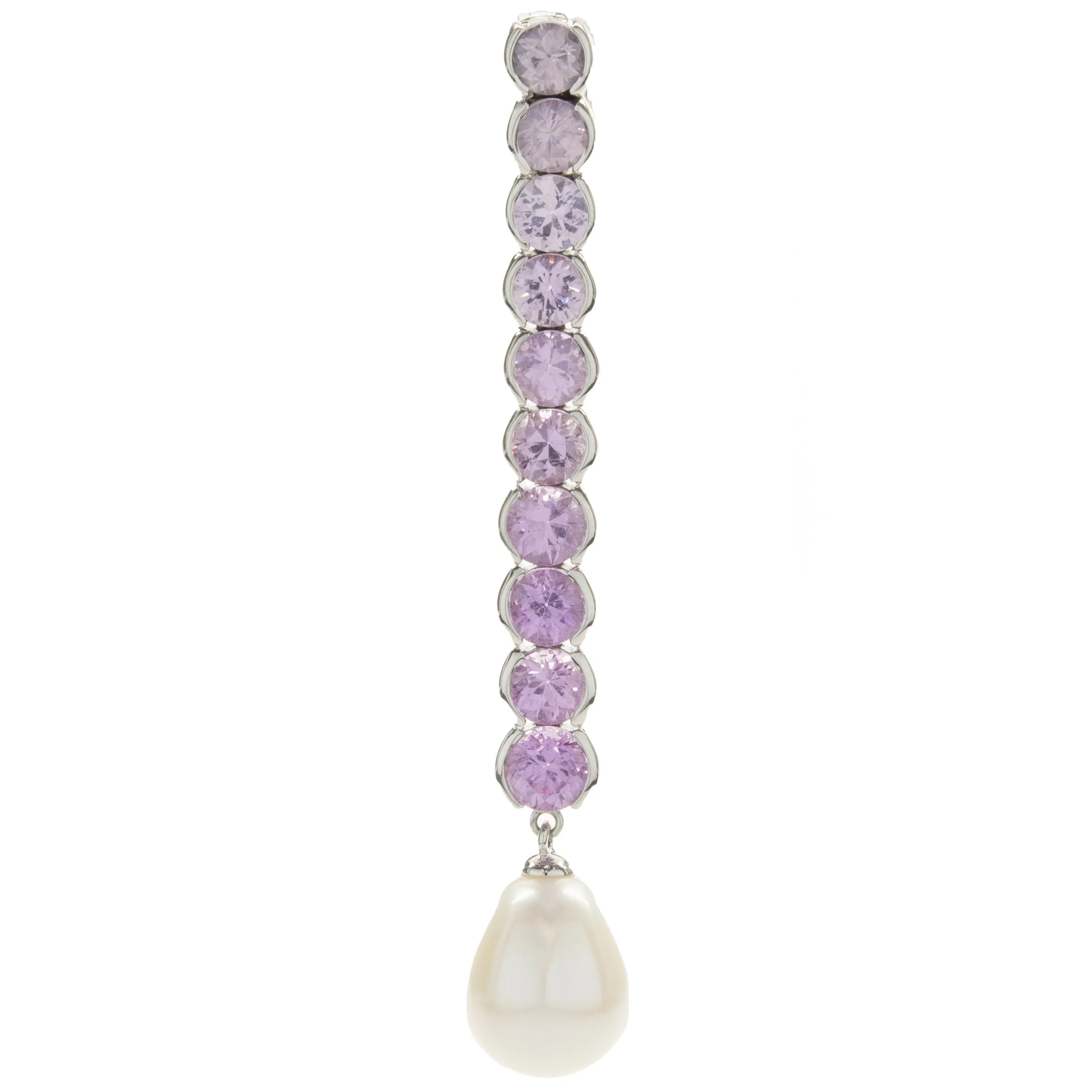 18 Karat White Gold Pink Sapphire and South Sea Pearl Drop Pendant