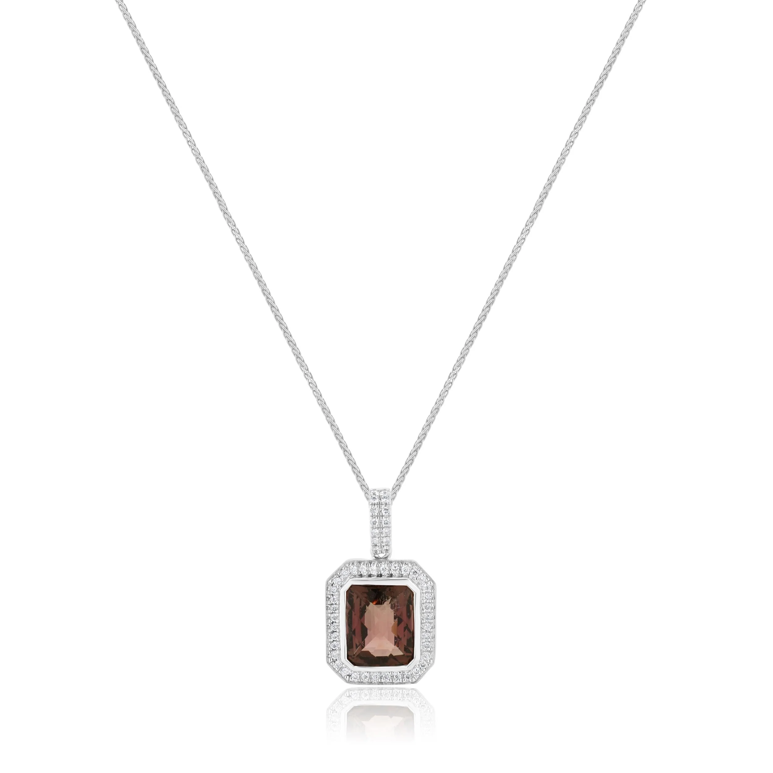 18 Karat White Gold Pink Tourmaline and Diamond Necklace - Image 2