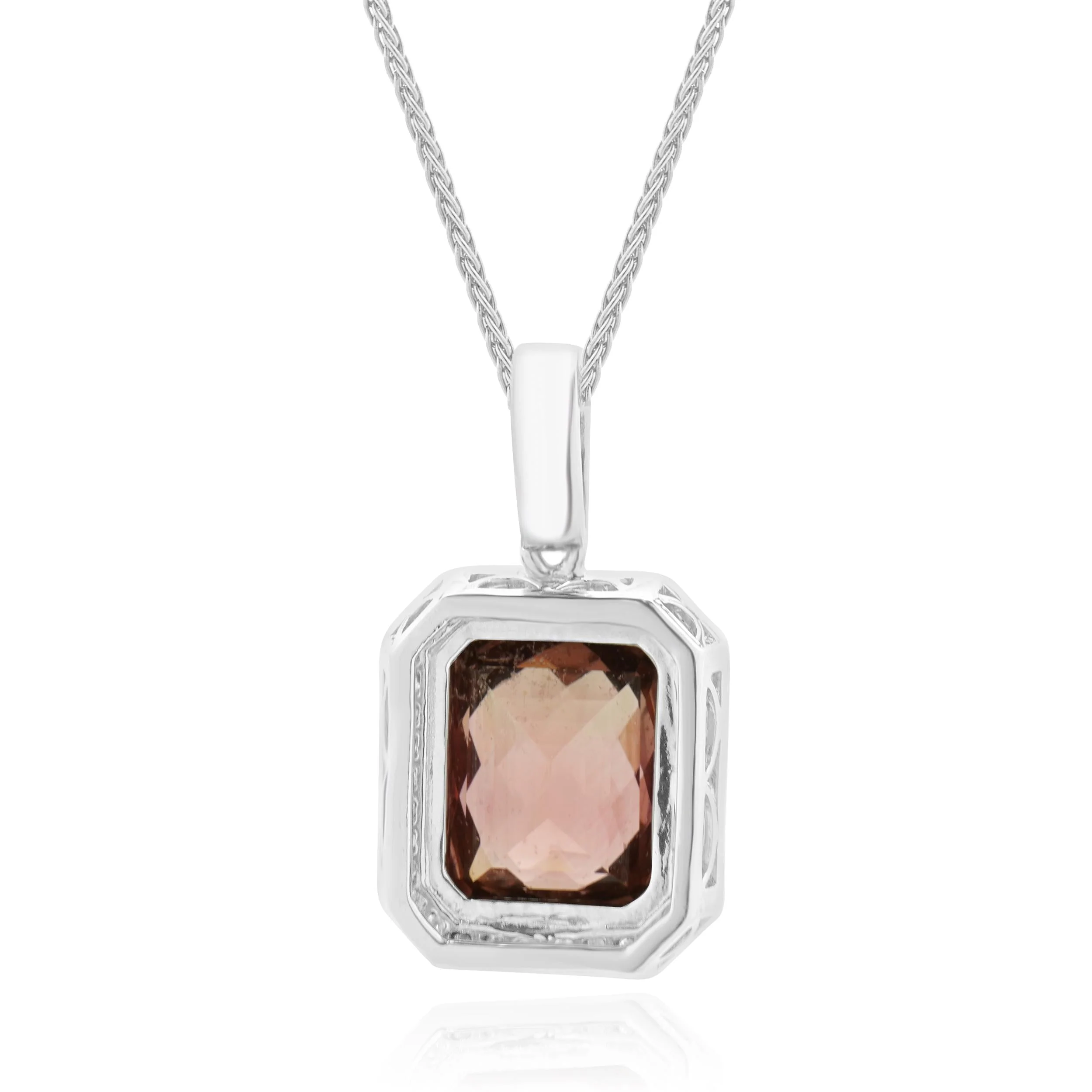 18 Karat White Gold Pink Tourmaline and Diamond Necklace - Image 4