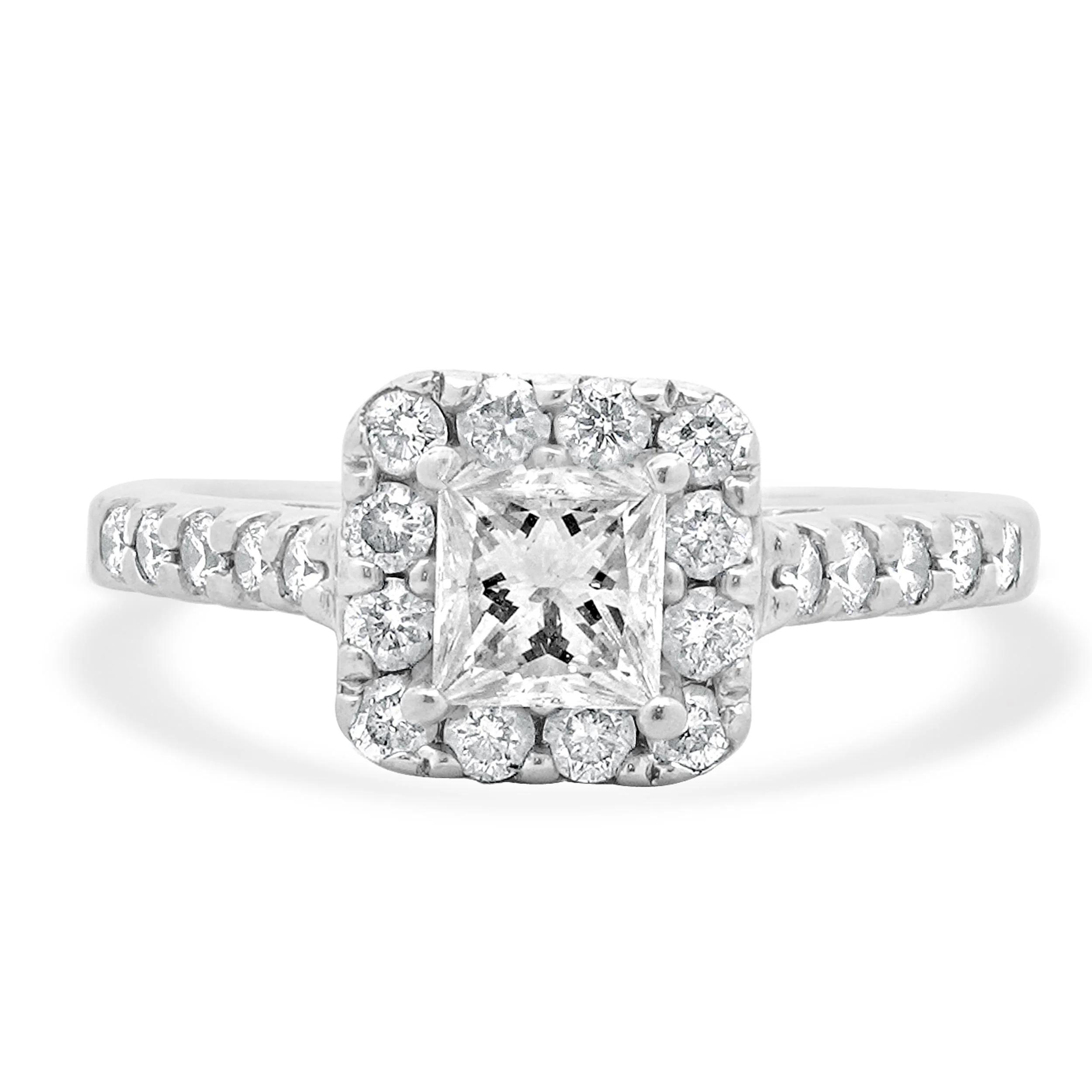 18 Karat White Gold Princess Cut Diamond Engagement Ring