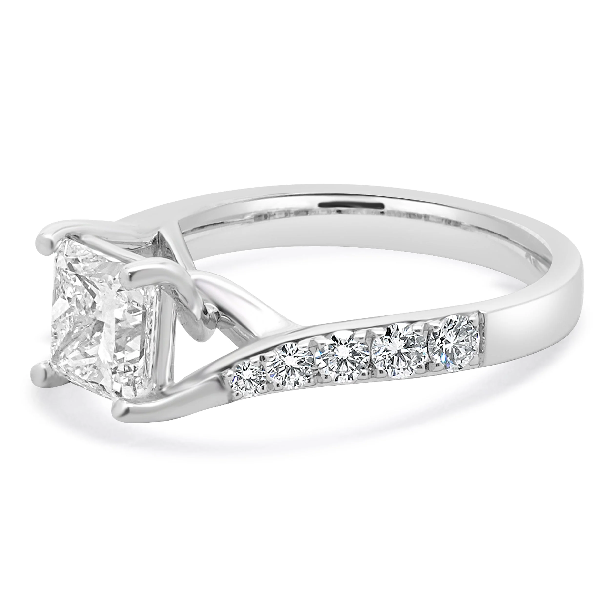 18 Karat White Gold Princess Cut Diamond Engagement Ring - Image 2