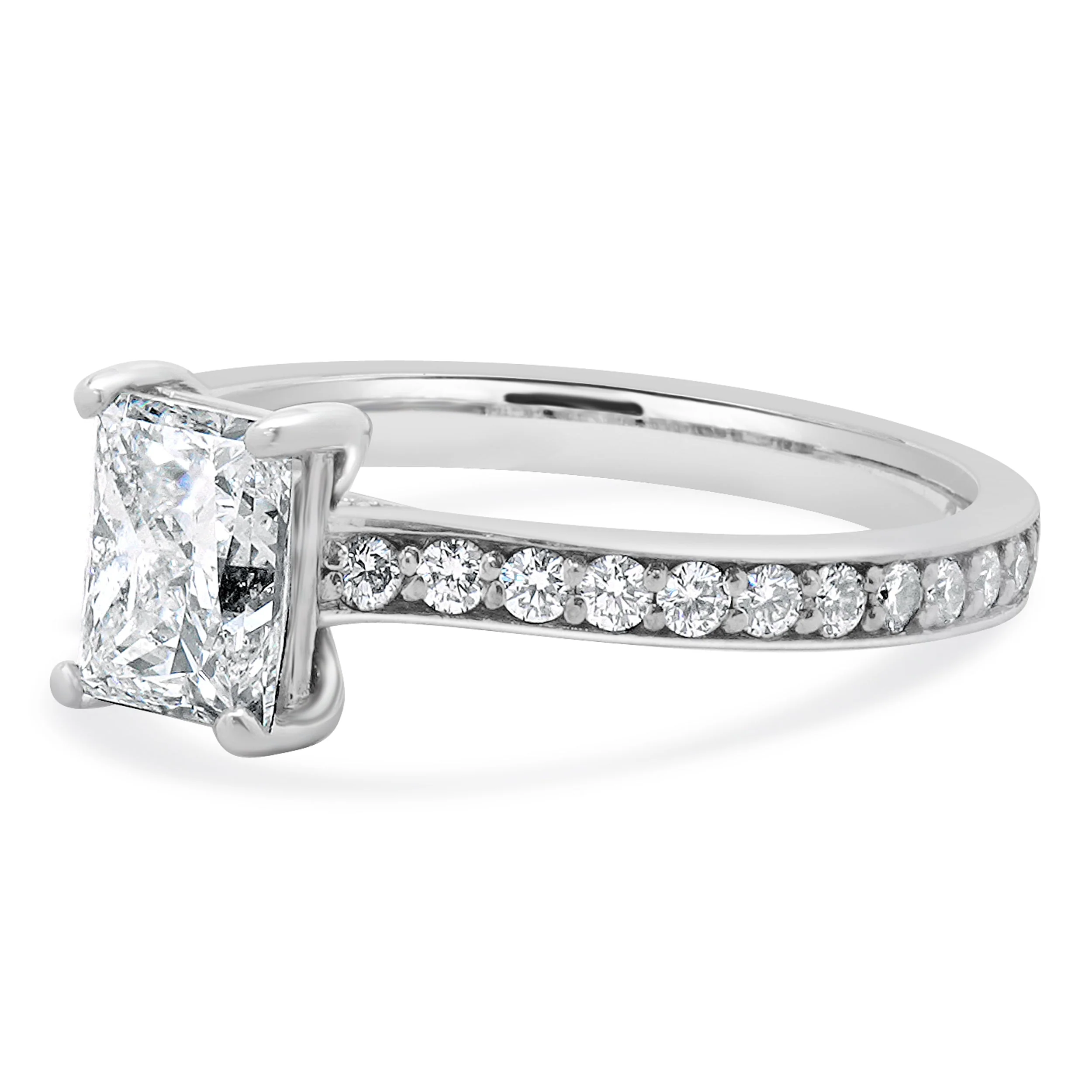 18 Karat White Gold Radiant Cut Diamond Engagement Ring - Image 2