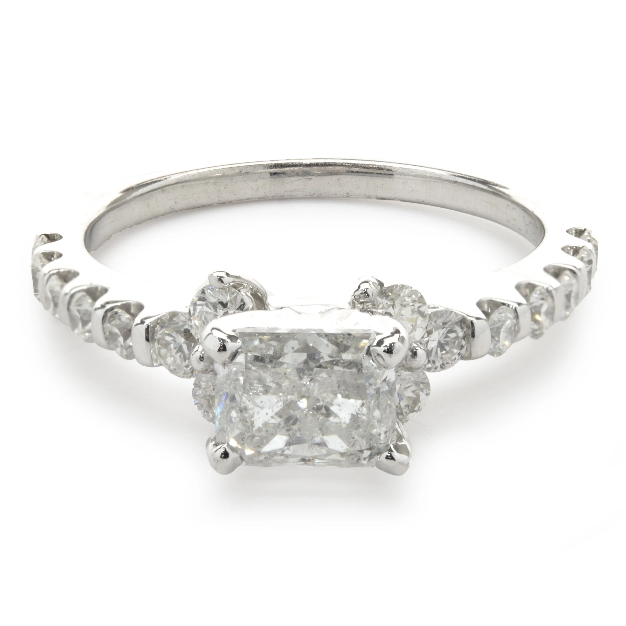 18 Karat White Gold Radiant Cut Diamond Engagement Ring