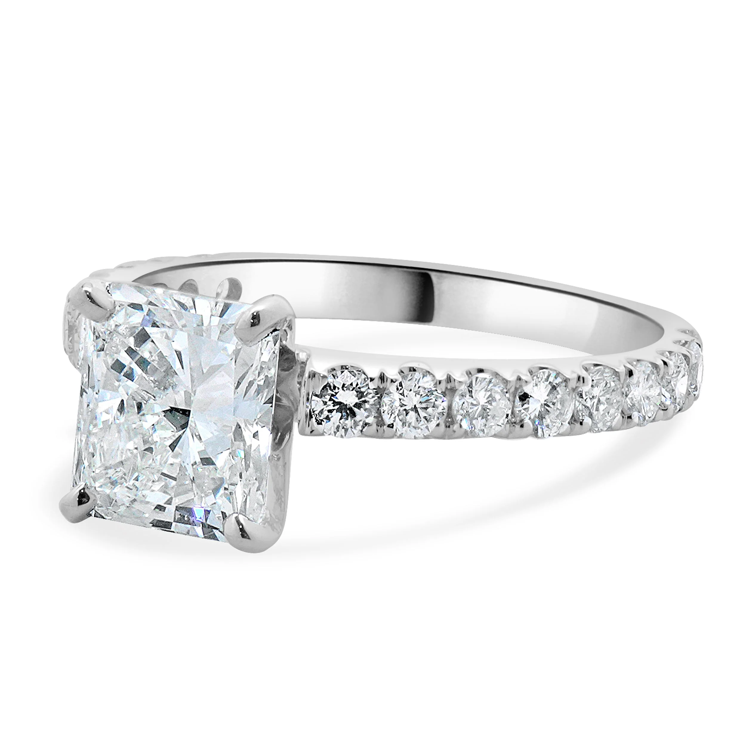 18 Karat White Gold Radiant Cut Diamond Engagement Ring - Image 2