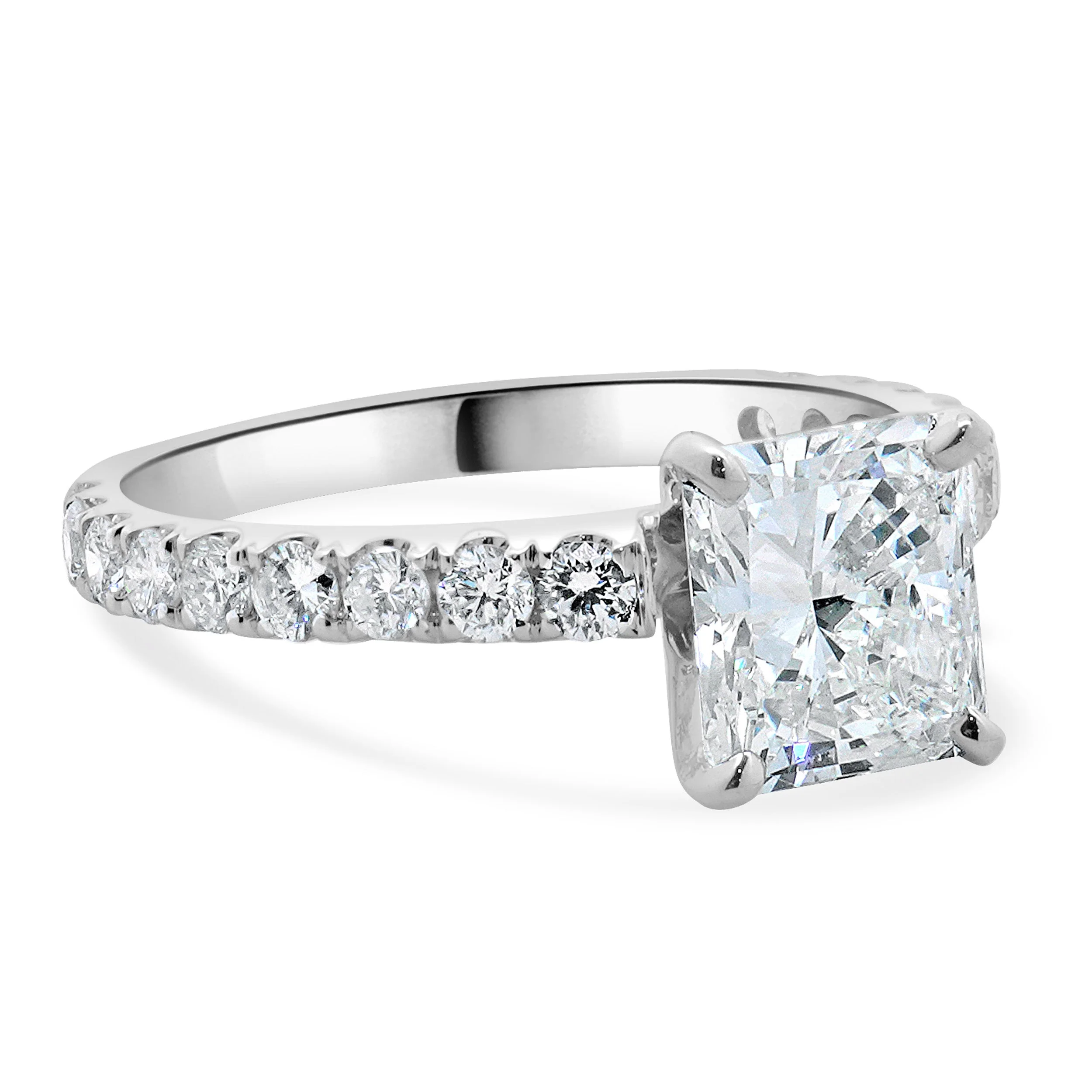 18 Karat White Gold Radiant Cut Diamond Engagement Ring - Image 4