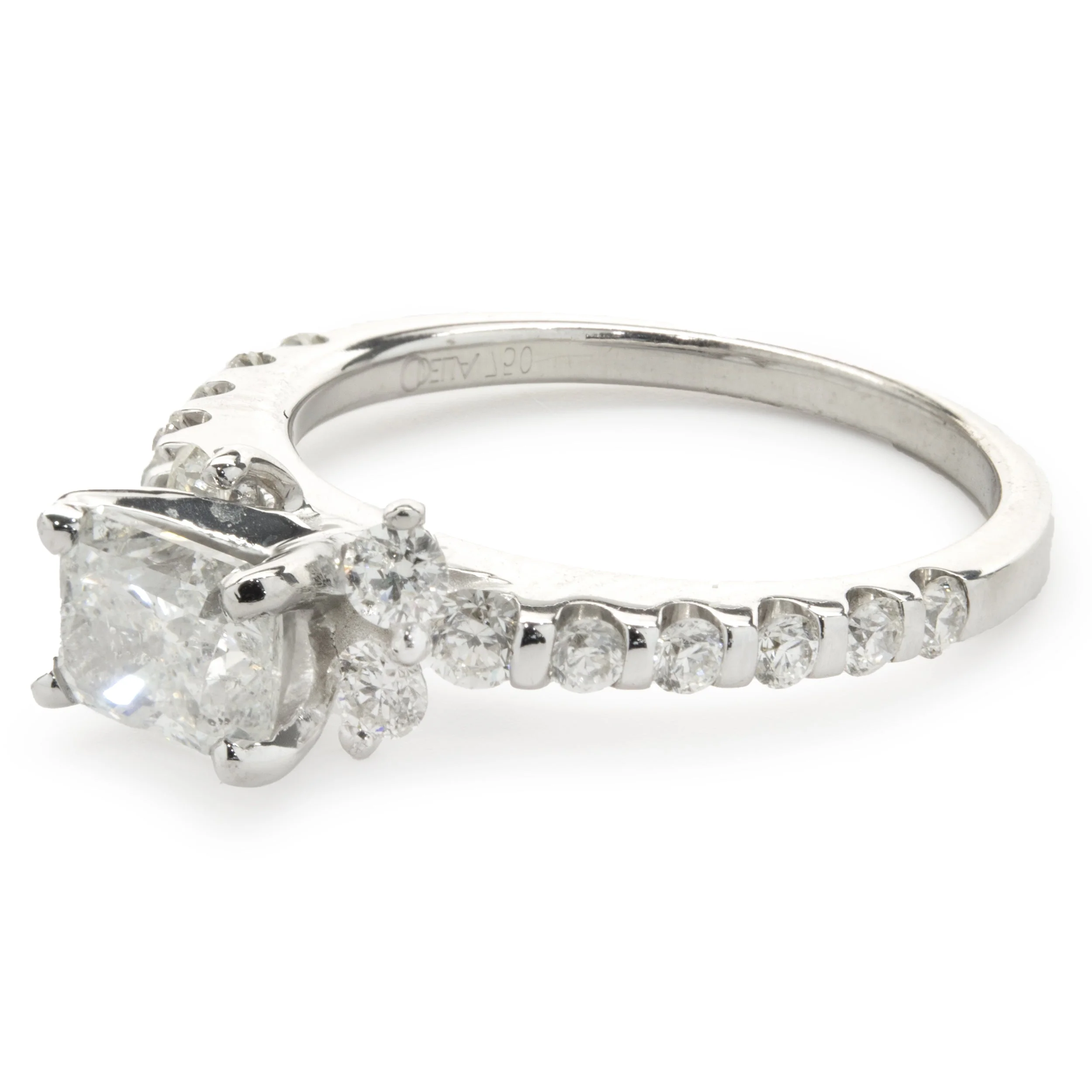 18 Karat White Gold Radiant Cut Diamond Engagement Ring - Image 3