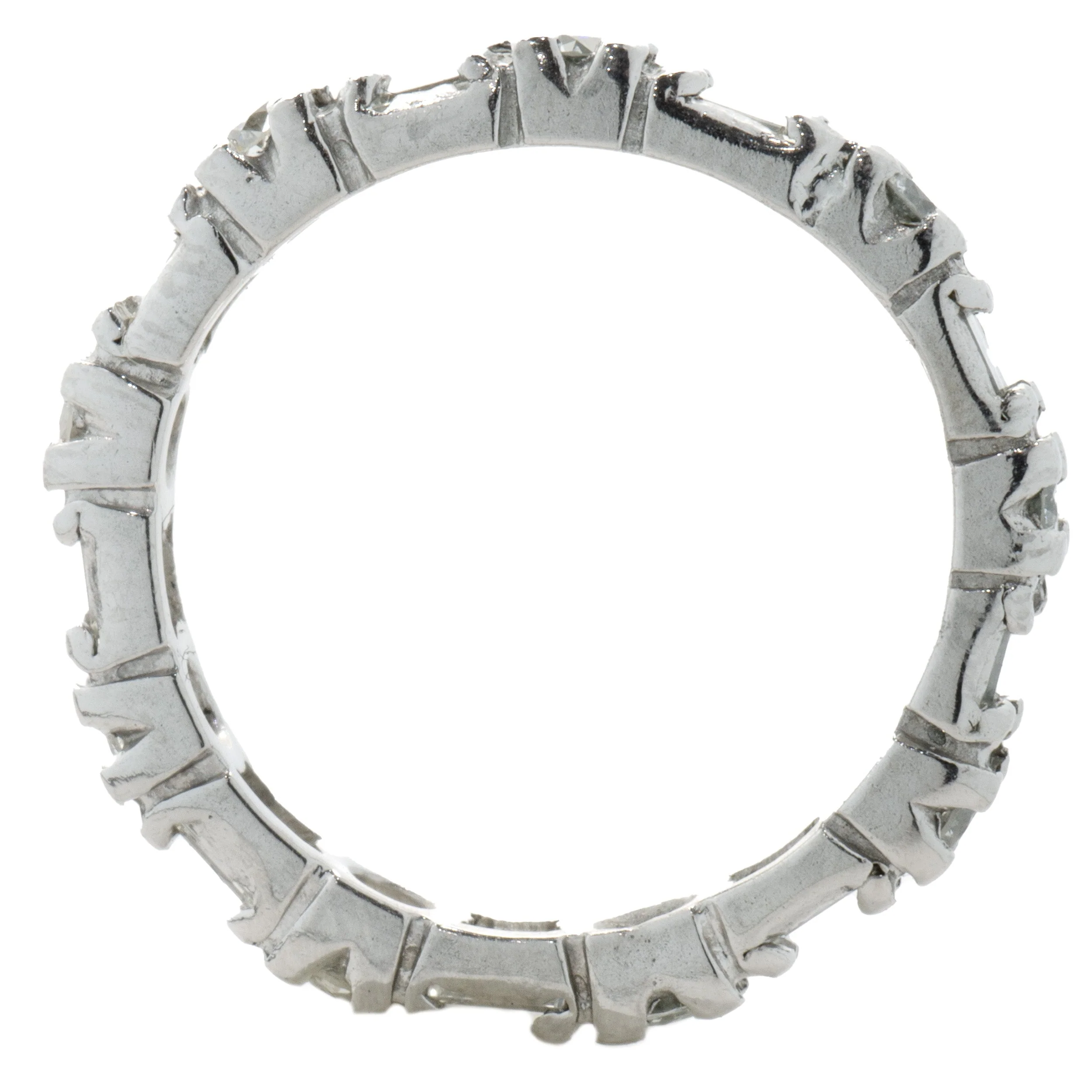 18 Karat White Gold Round and Baguette Diamond Band - Image 4