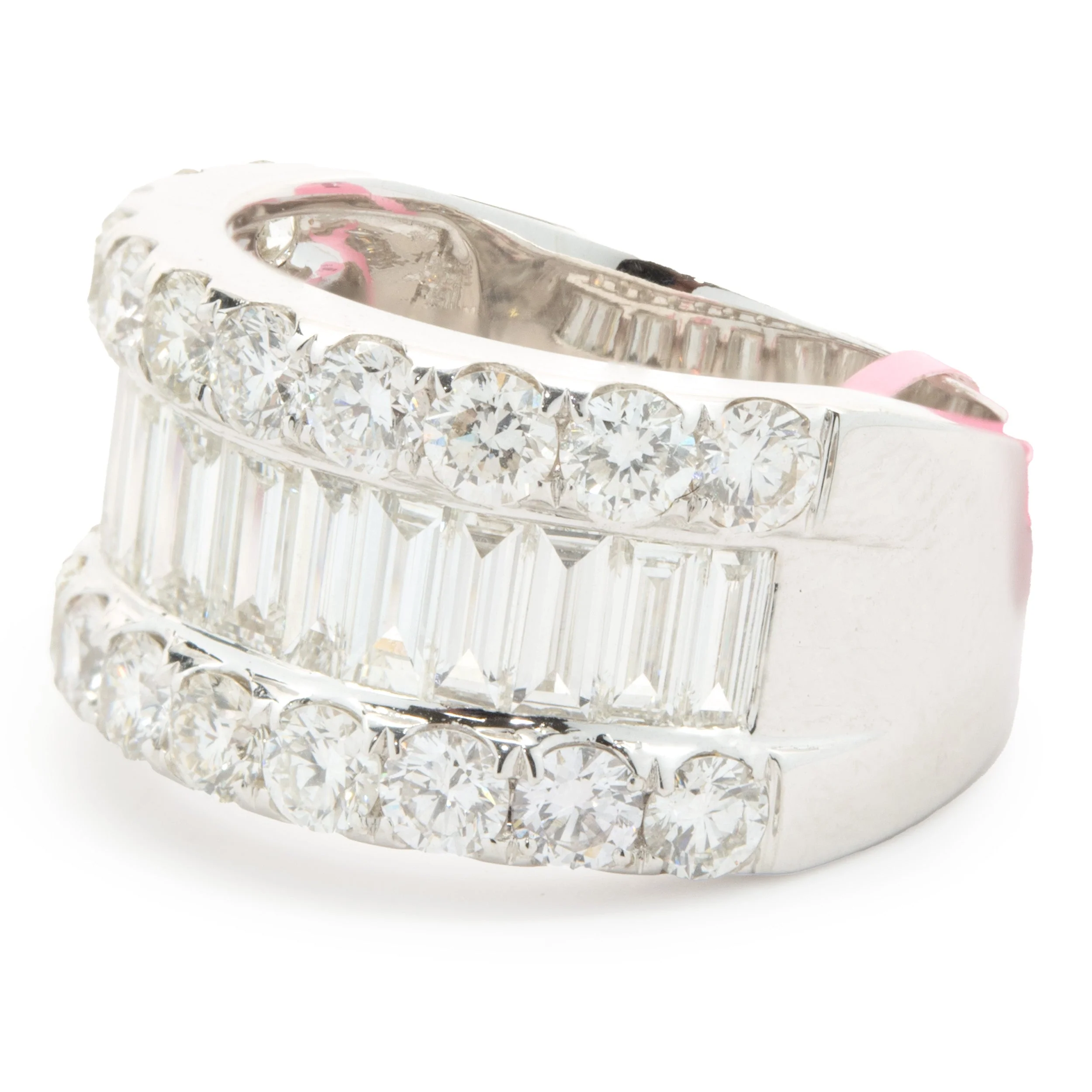 18 Karat White Gold Round and Baguette Diamond Band - Image 2