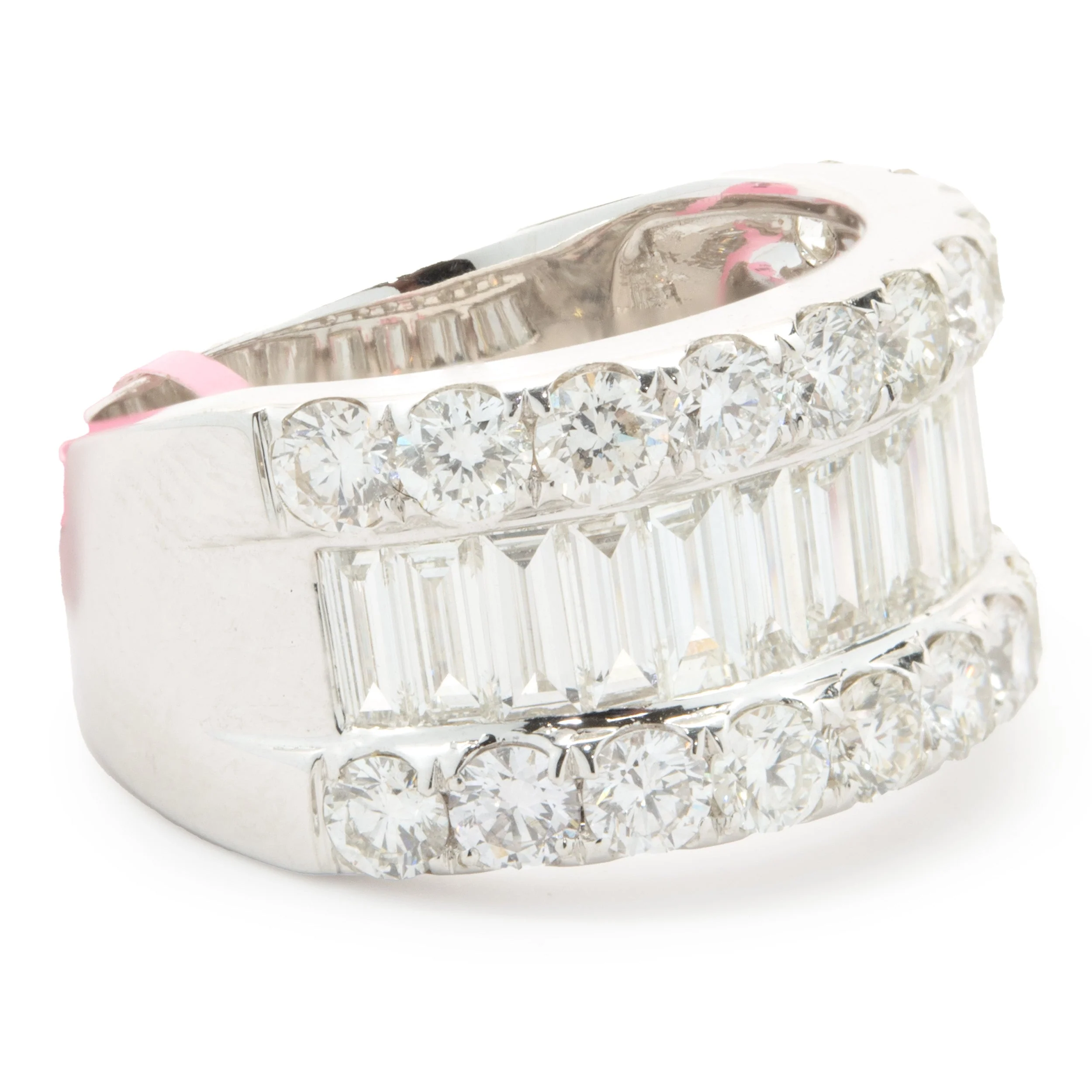 18 Karat White Gold Round and Baguette Diamond Band - Image 4
