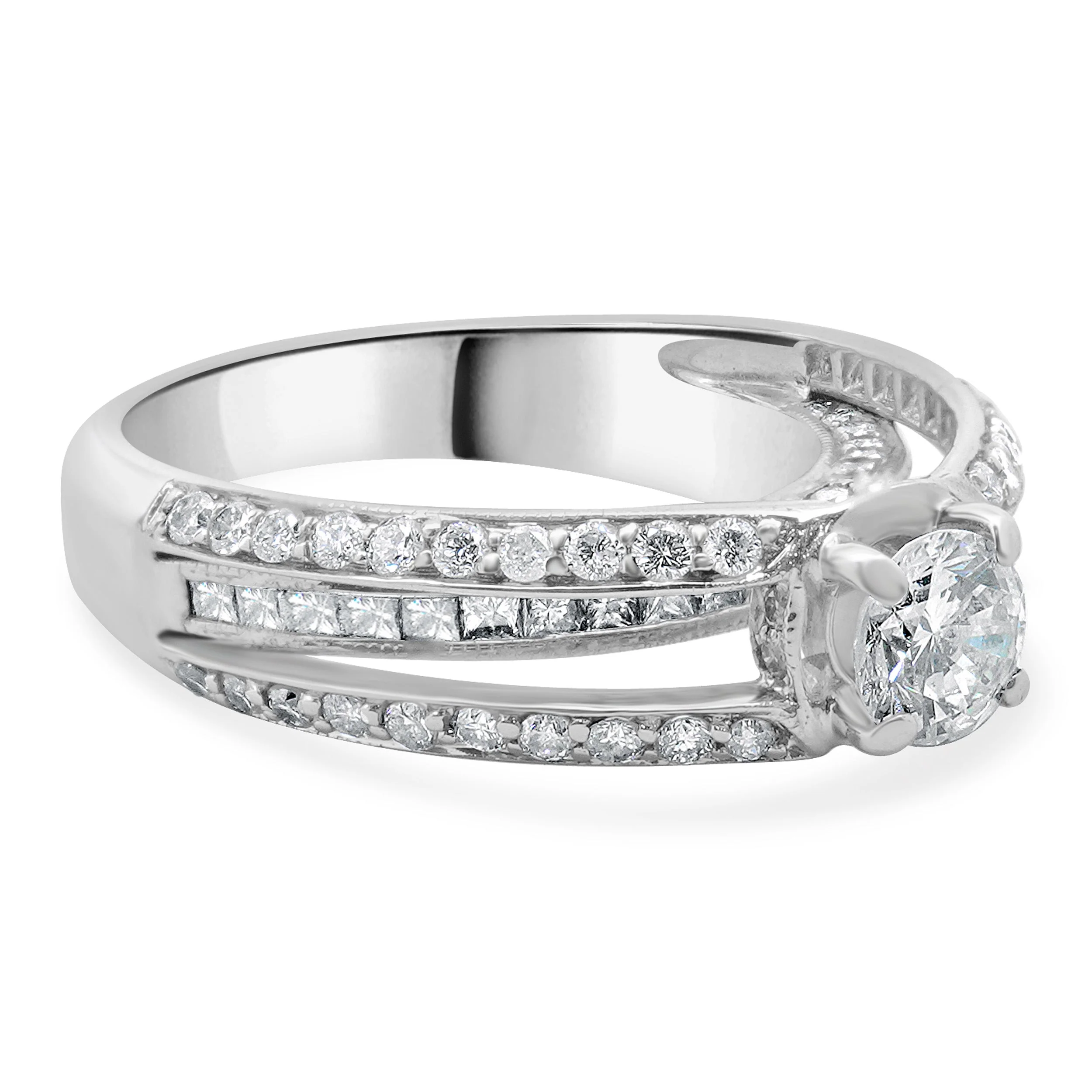 18 Karat White Gold Round Brilliant Cut Diamond Engagement Ring - Image 4