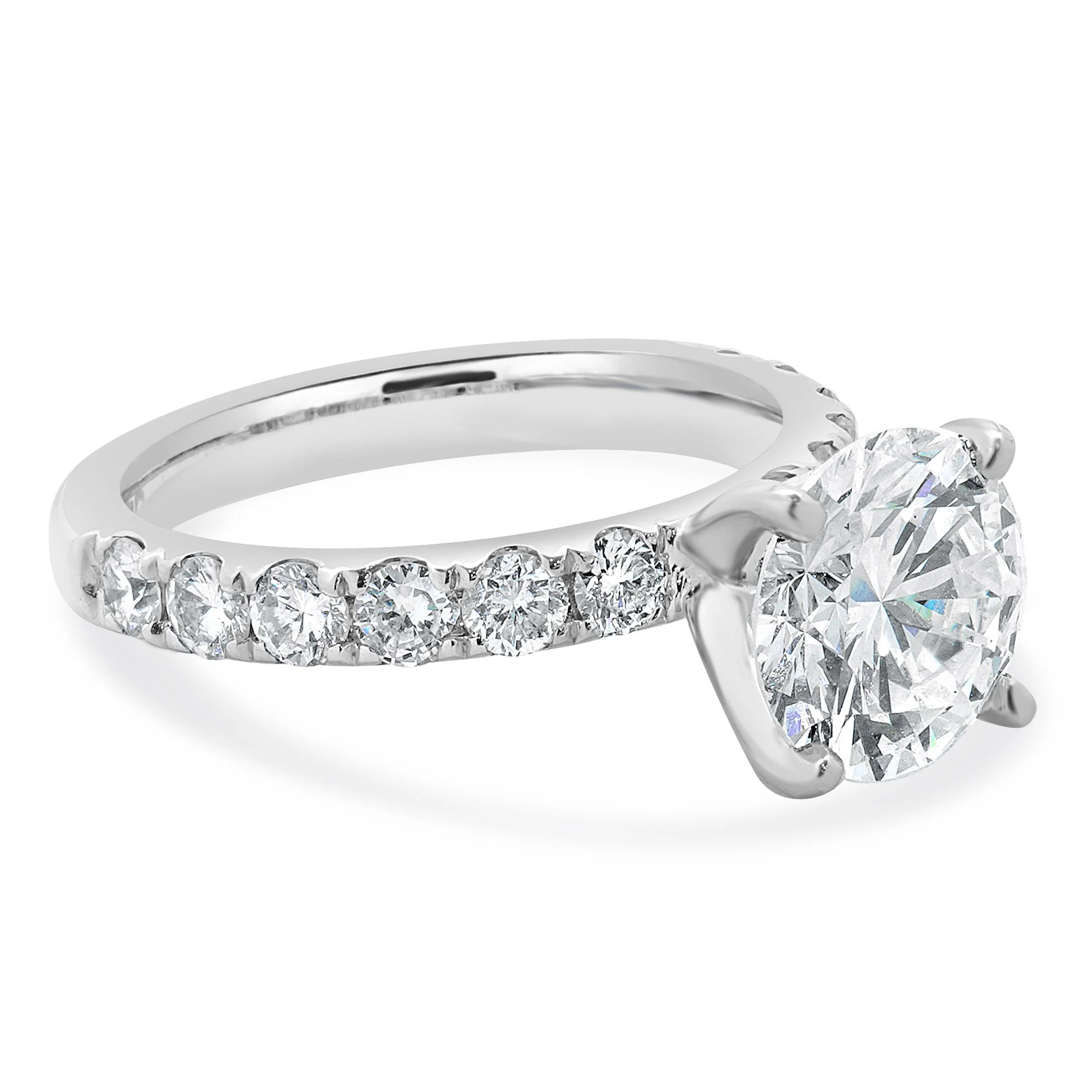 18 Karat White Gold Round Brilliant Cut Diamond Engagement Ring - Image 4