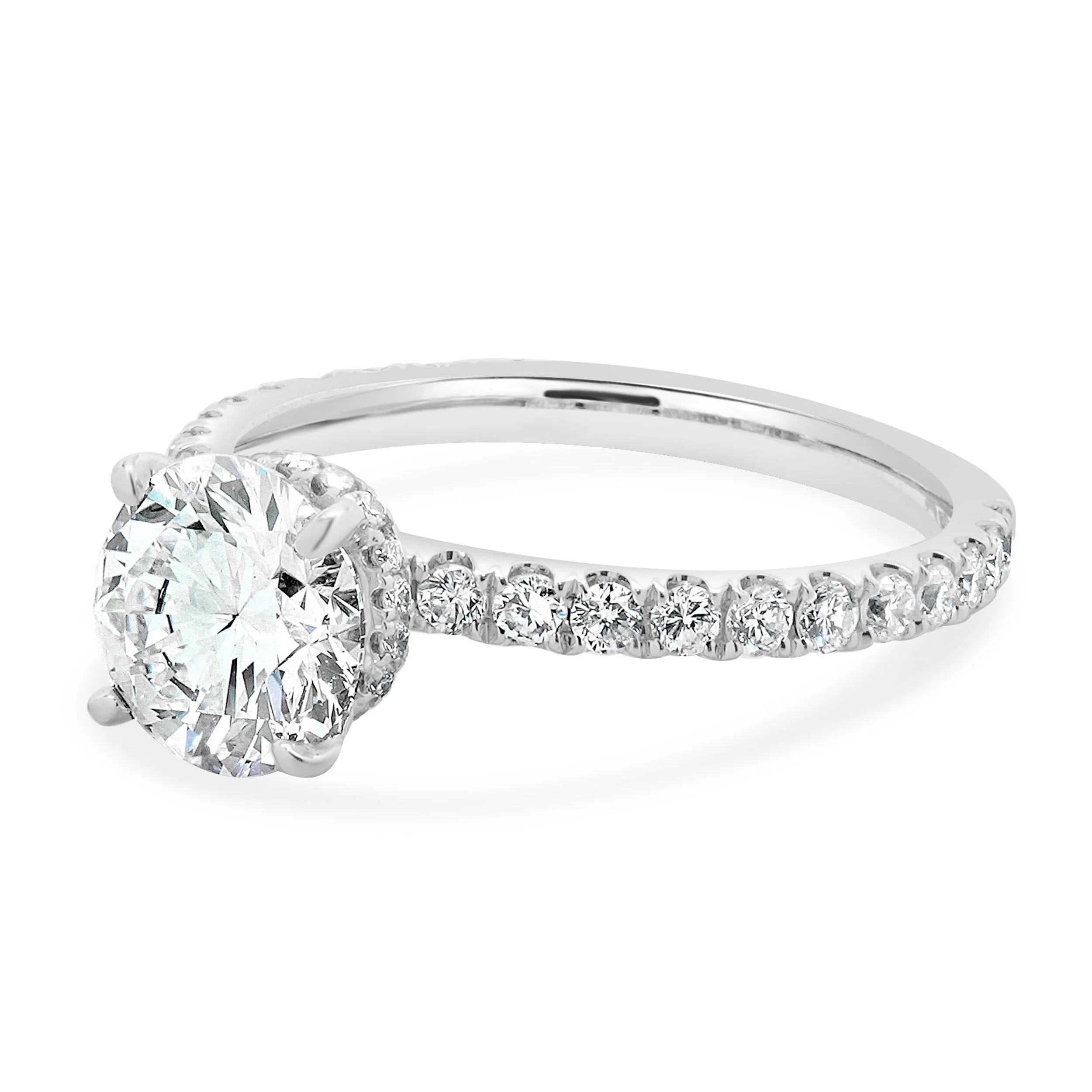 18 Karat White Gold Round Brilliant Cut Diamond Engagement Ring - Image 2