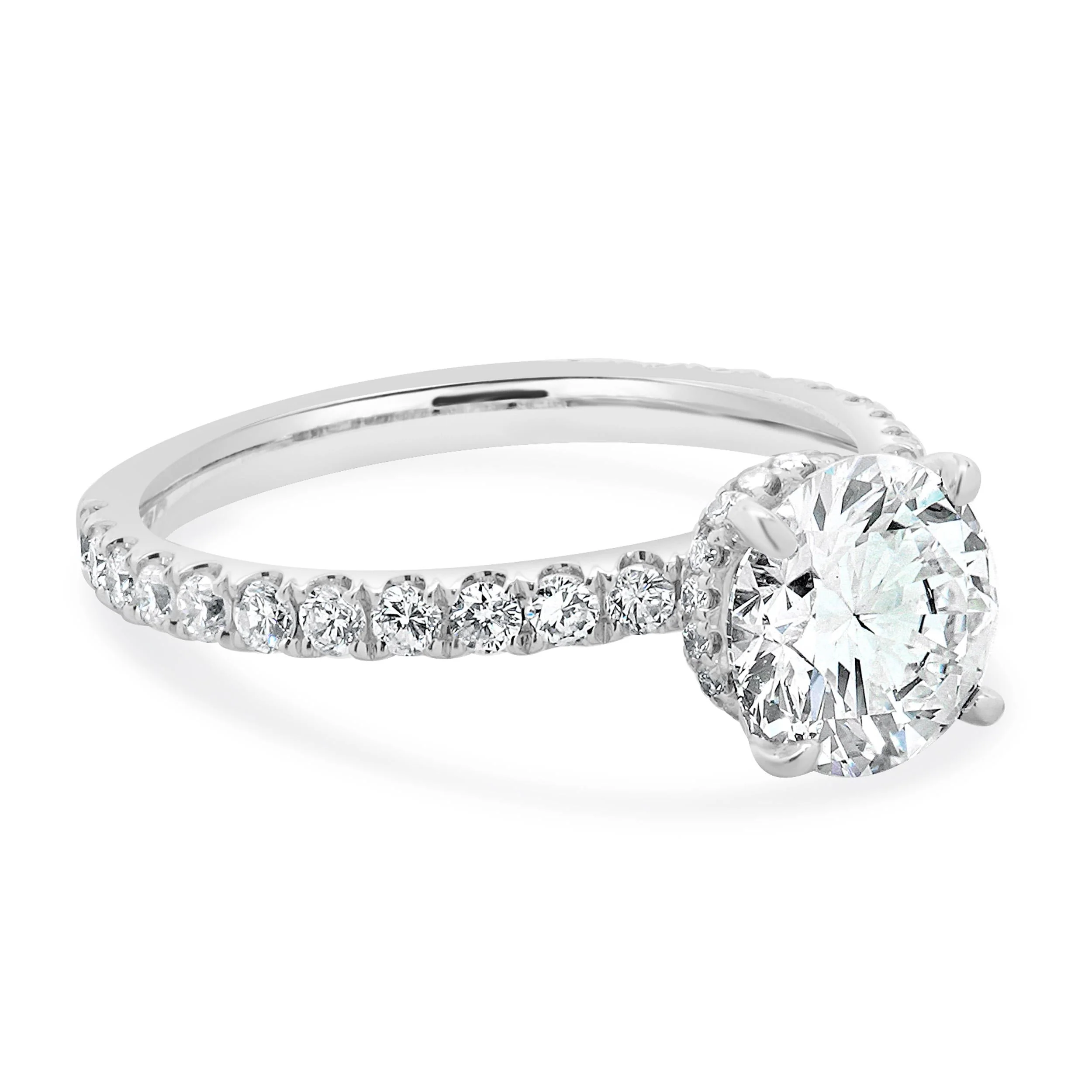 18 Karat White Gold Round Brilliant Cut Diamond Engagement Ring - Image 4