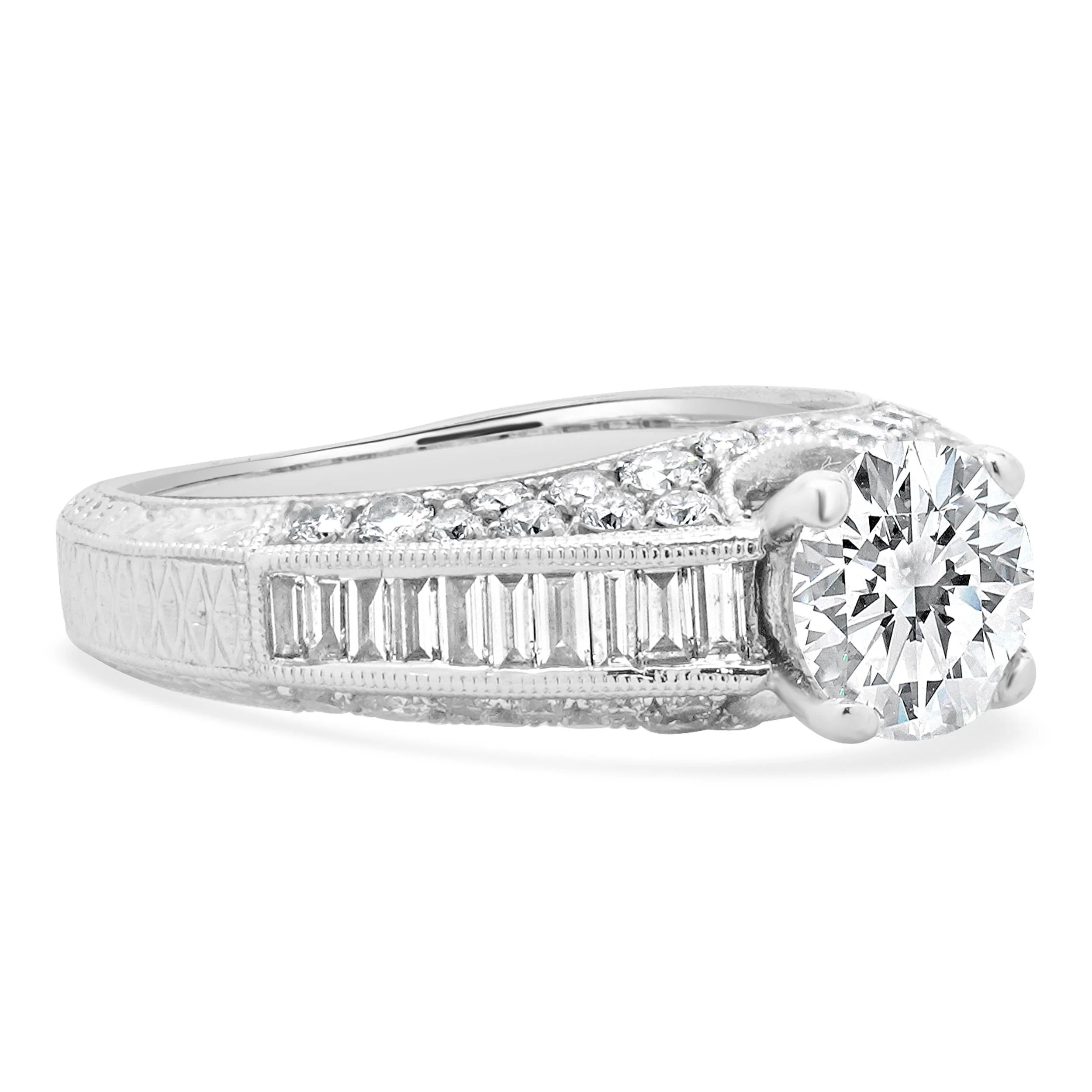18 Karat White Gold Round Brilliant Cut Diamond Engagement Ring - Image 2