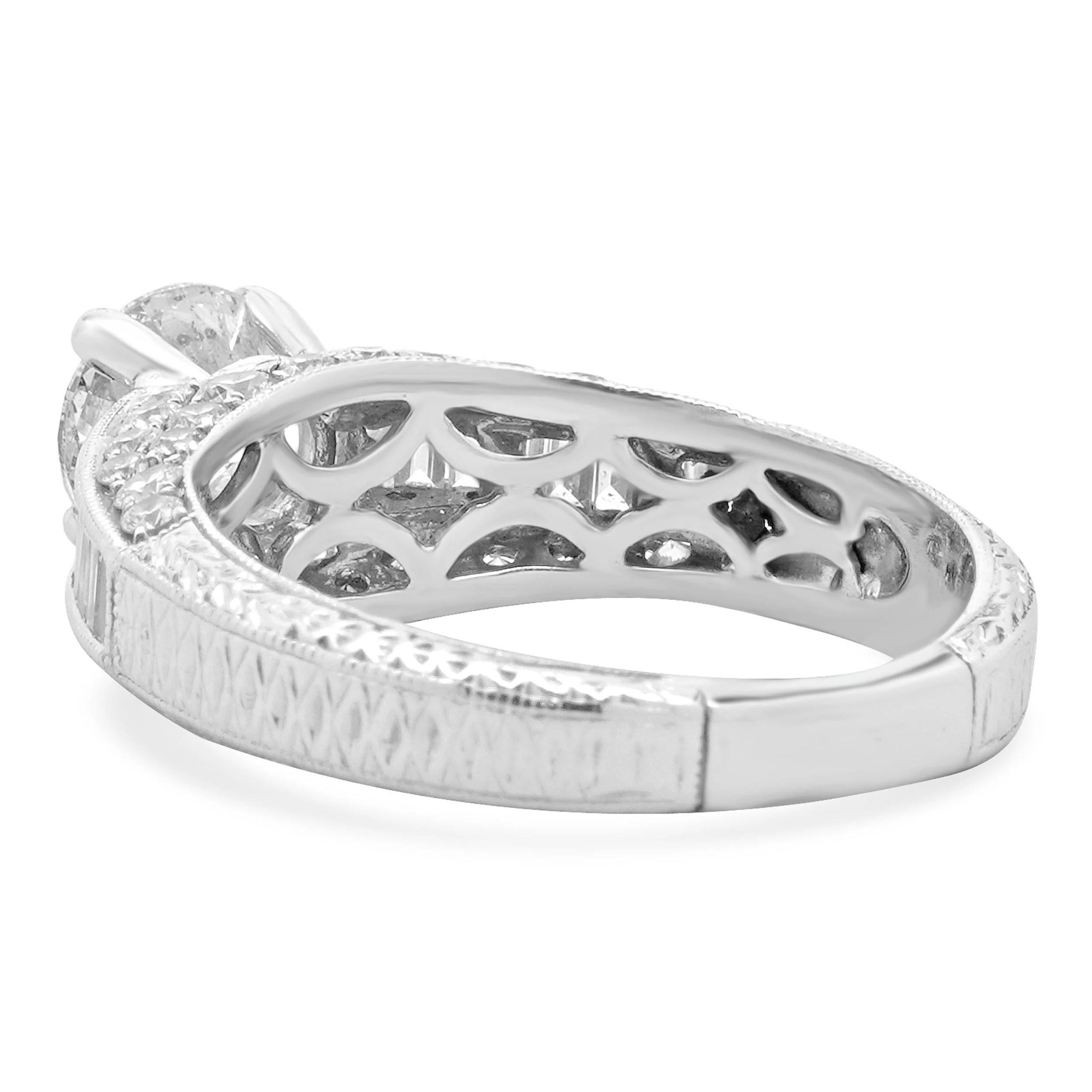 18 Karat White Gold Round Brilliant Cut Diamond Engagement Ring - Image 3