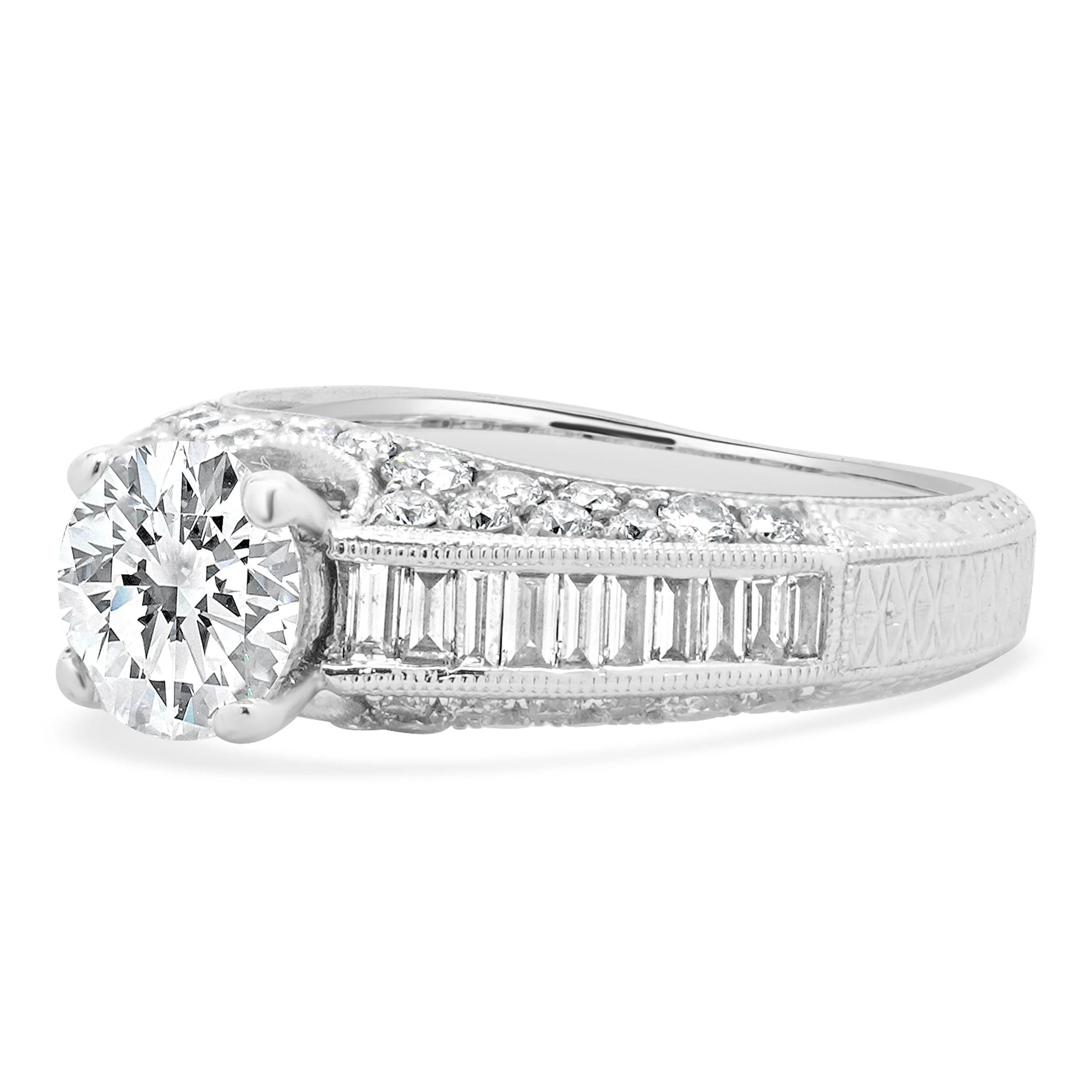 18 Karat White Gold Round Brilliant Cut Diamond Engagement Ring - Image 4