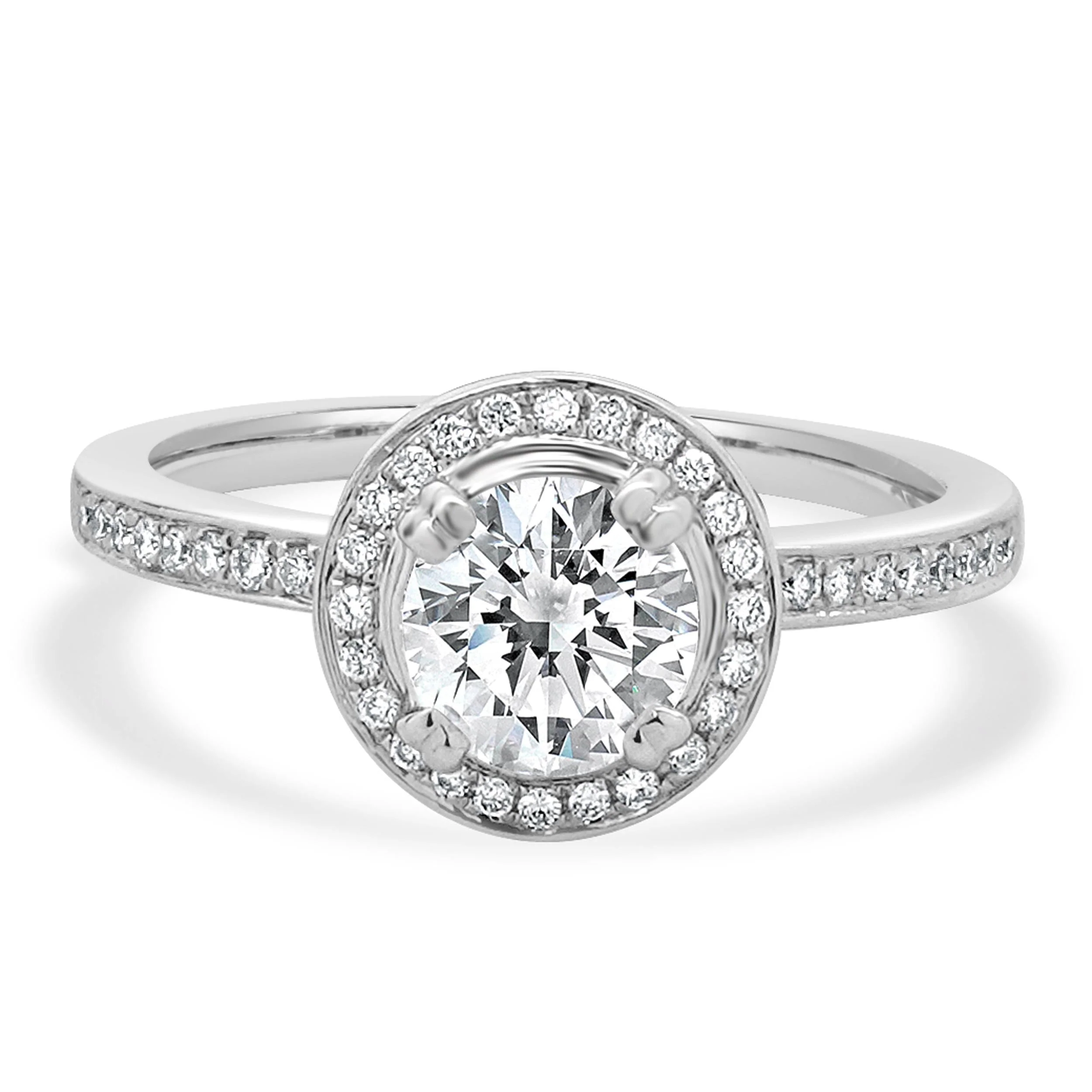 18 Karat White Gold Round Brilliant Cut Diamond Engagement Ring