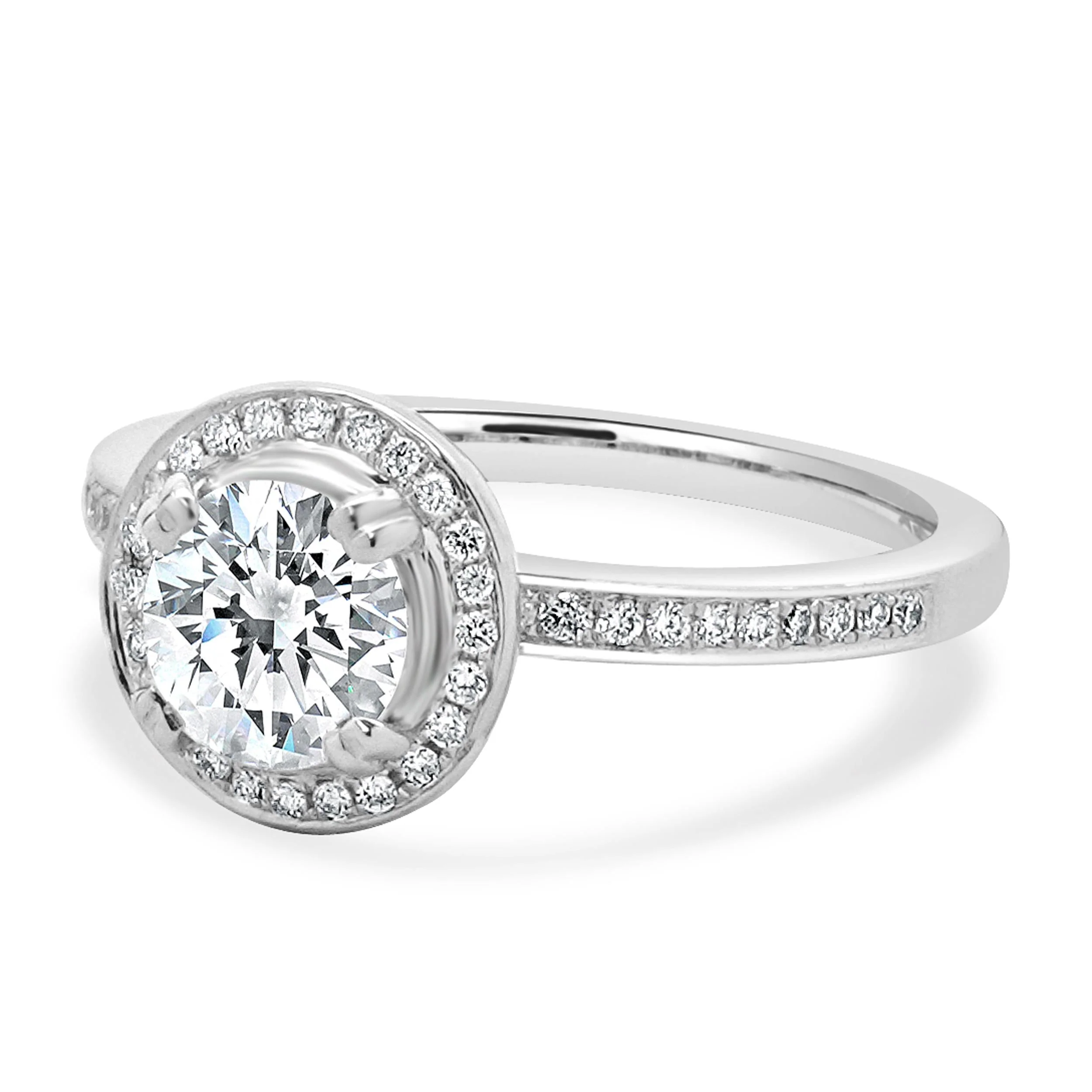 18 Karat White Gold Round Brilliant Cut Diamond Engagement Ring - Image 2