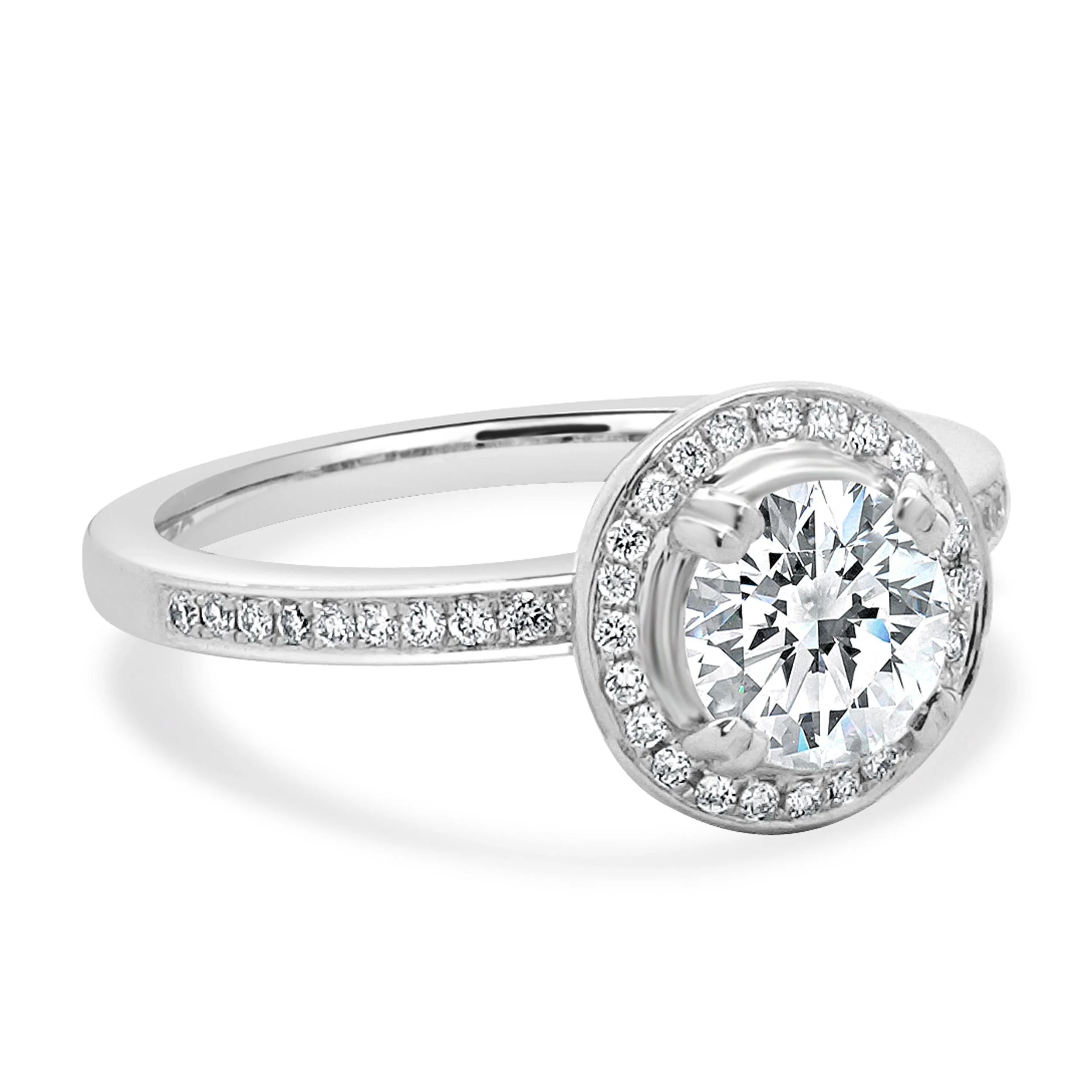 18 Karat White Gold Round Brilliant Cut Diamond Engagement Ring - Image 3