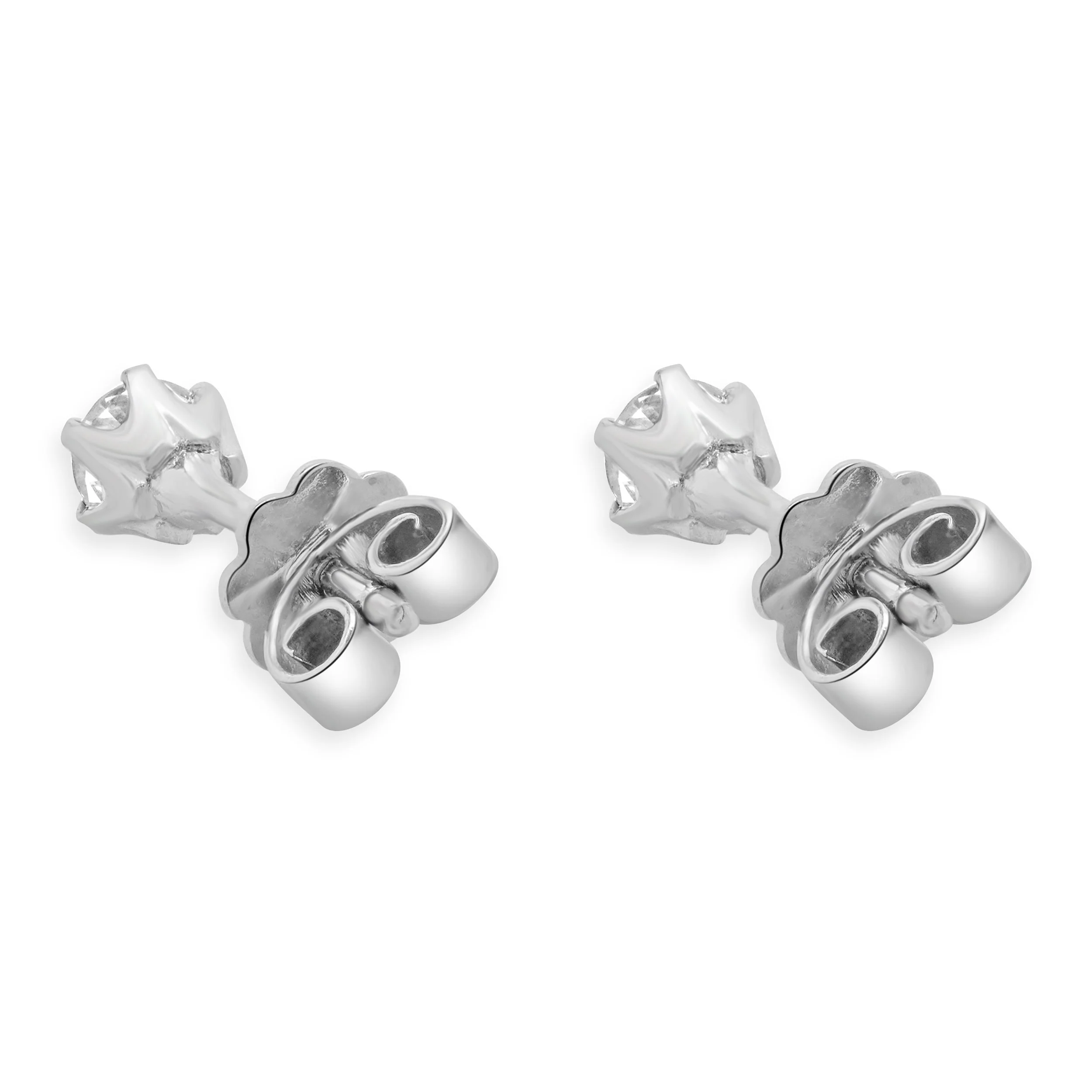 18 Karat White Gold Round Brilliant Cut Diamond Stud Earrings - Image 3
