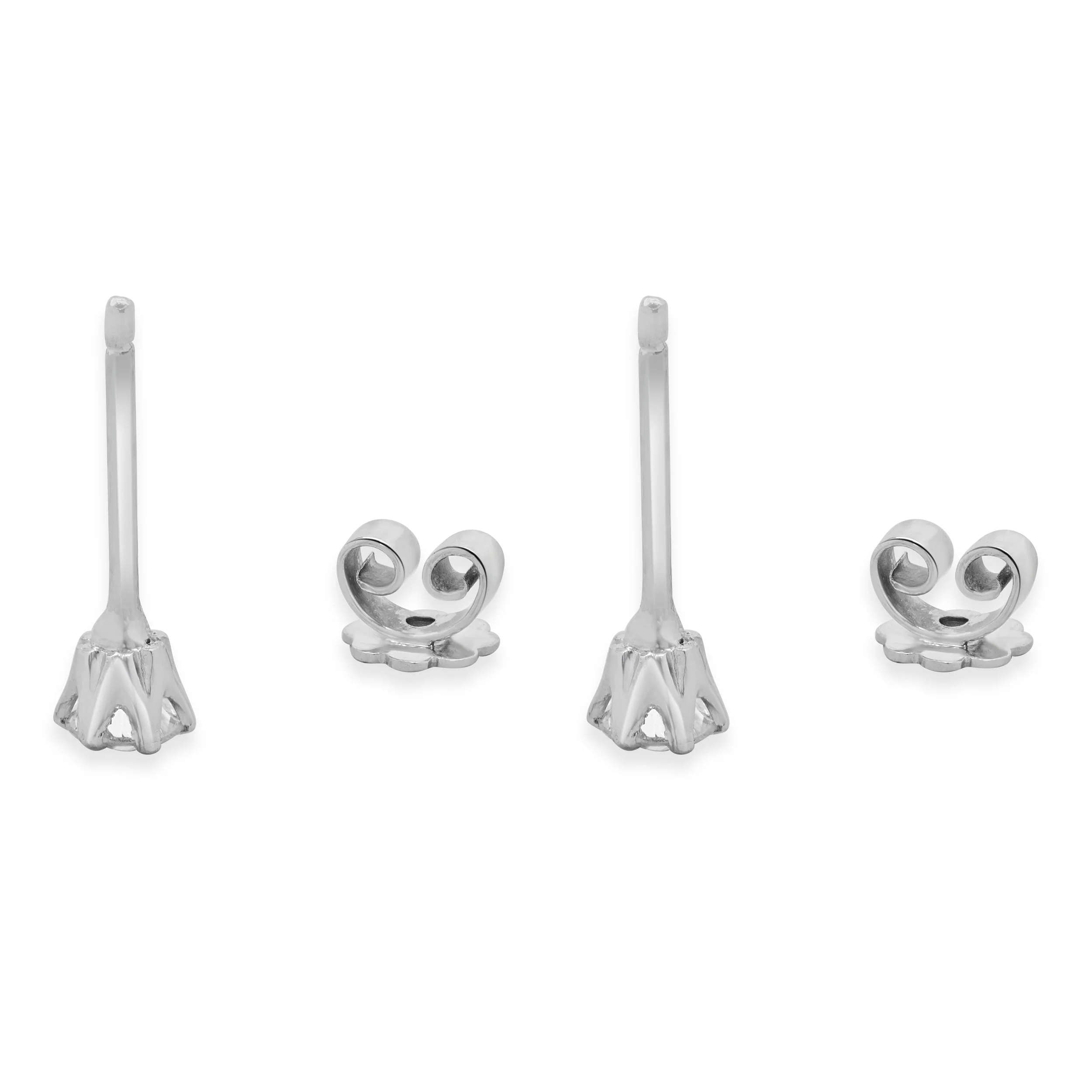 18 Karat White Gold Round Brilliant Cut Diamond Stud Earrings - Image 4