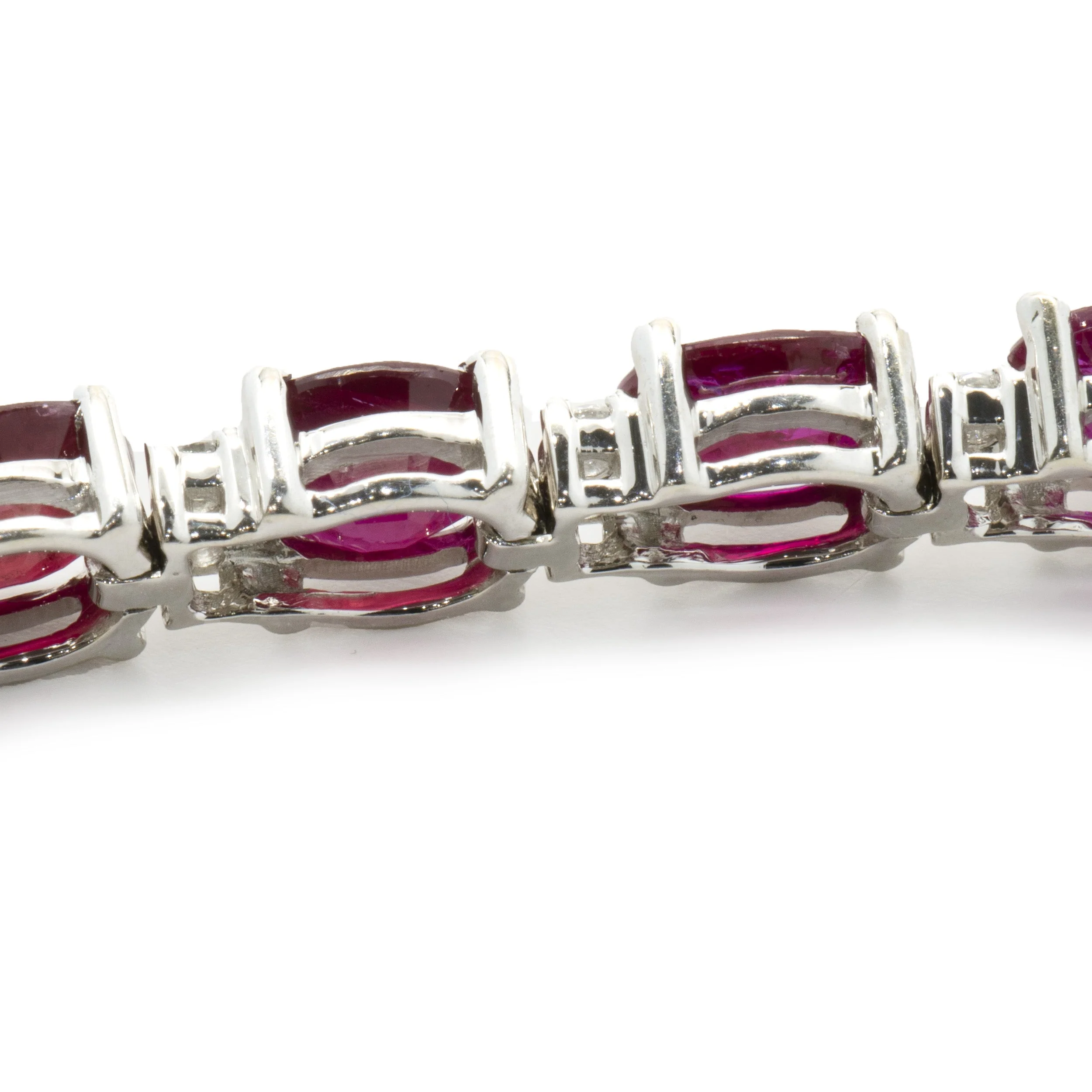 18 Karat White Gold Ruby and Diamond Alternating Inline Bracelet - Image 2