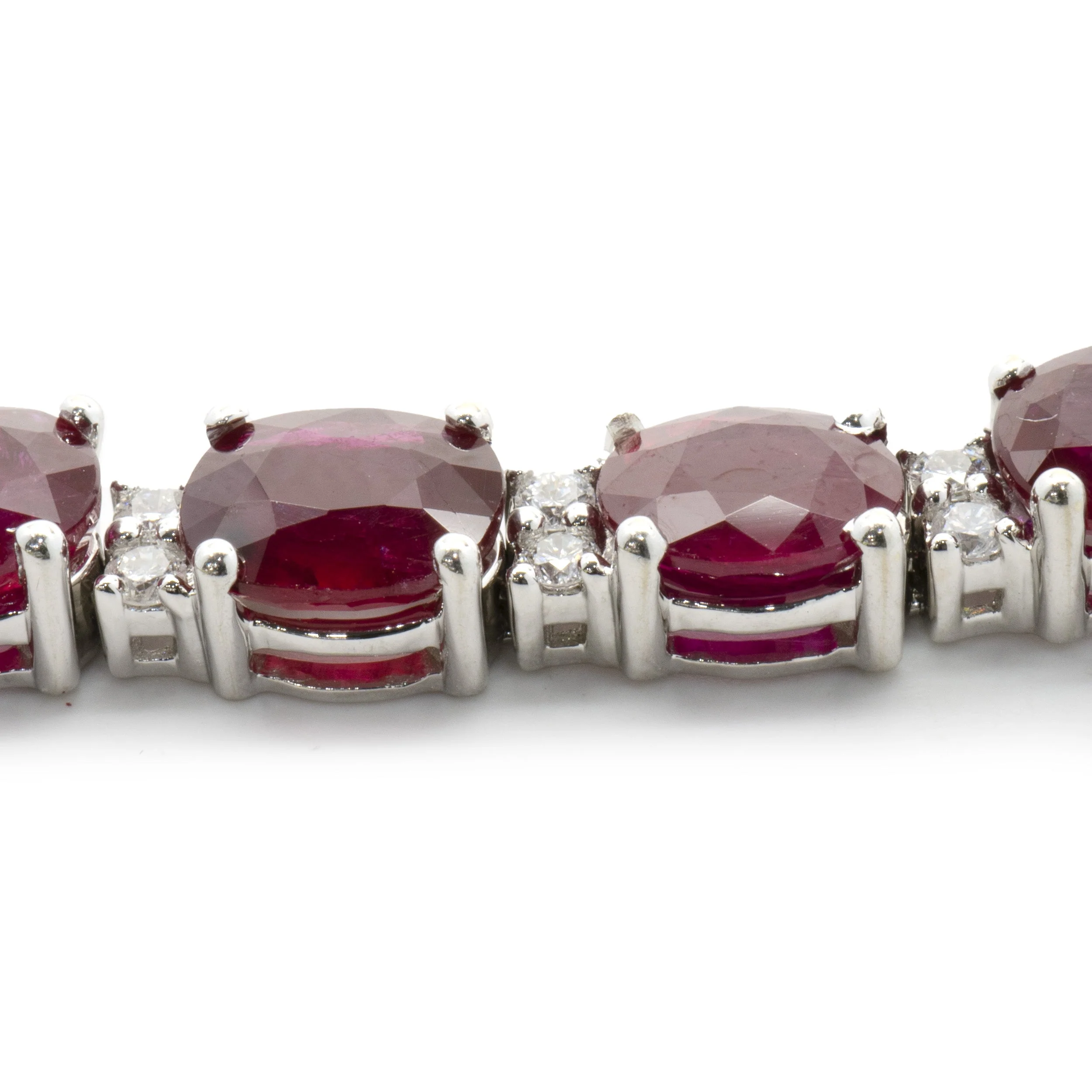 18 Karat White Gold Ruby and Diamond Alternating Inline Bracelet - Image 4