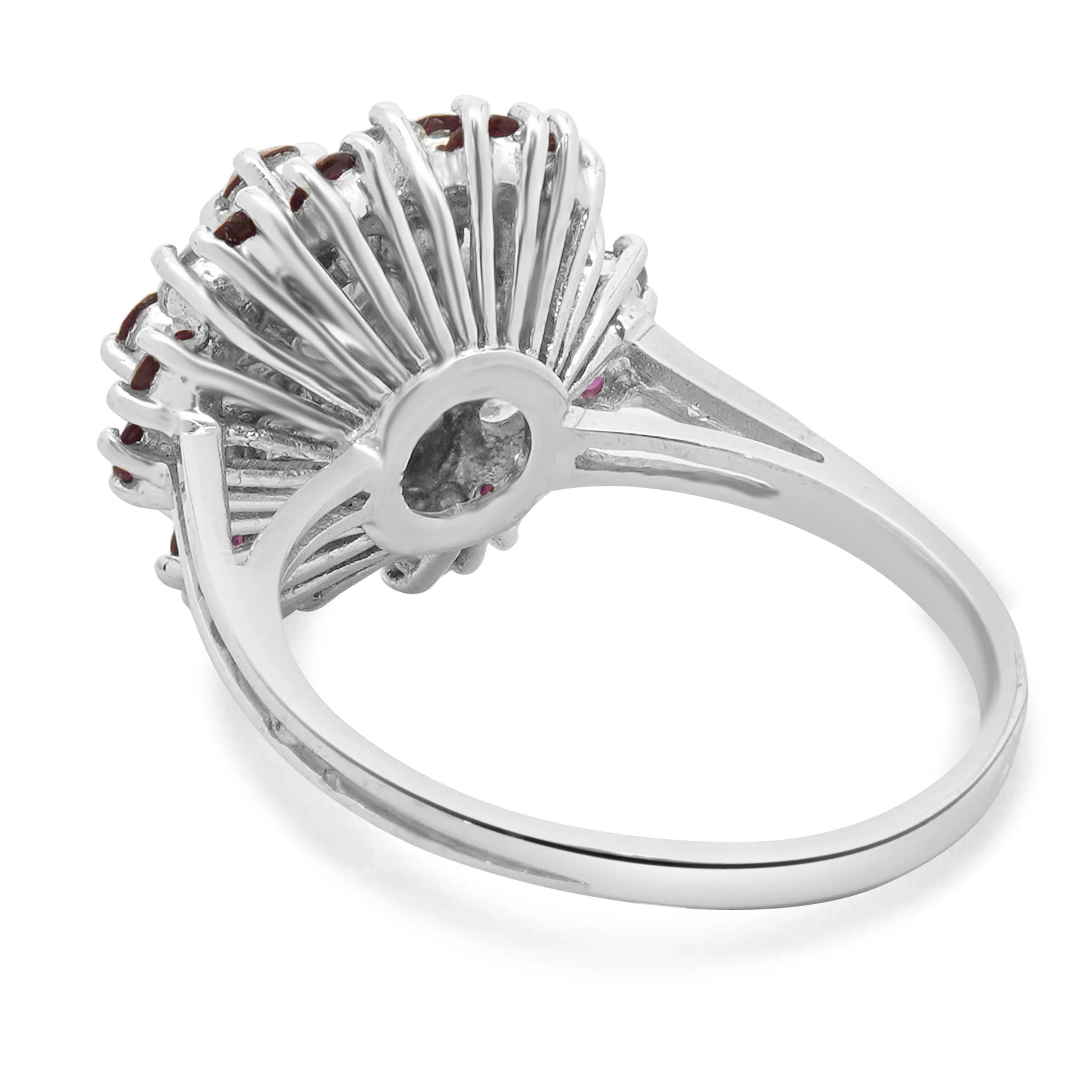 18 Karat White Gold Ruby and Diamond Sunflower Ring - Image 4