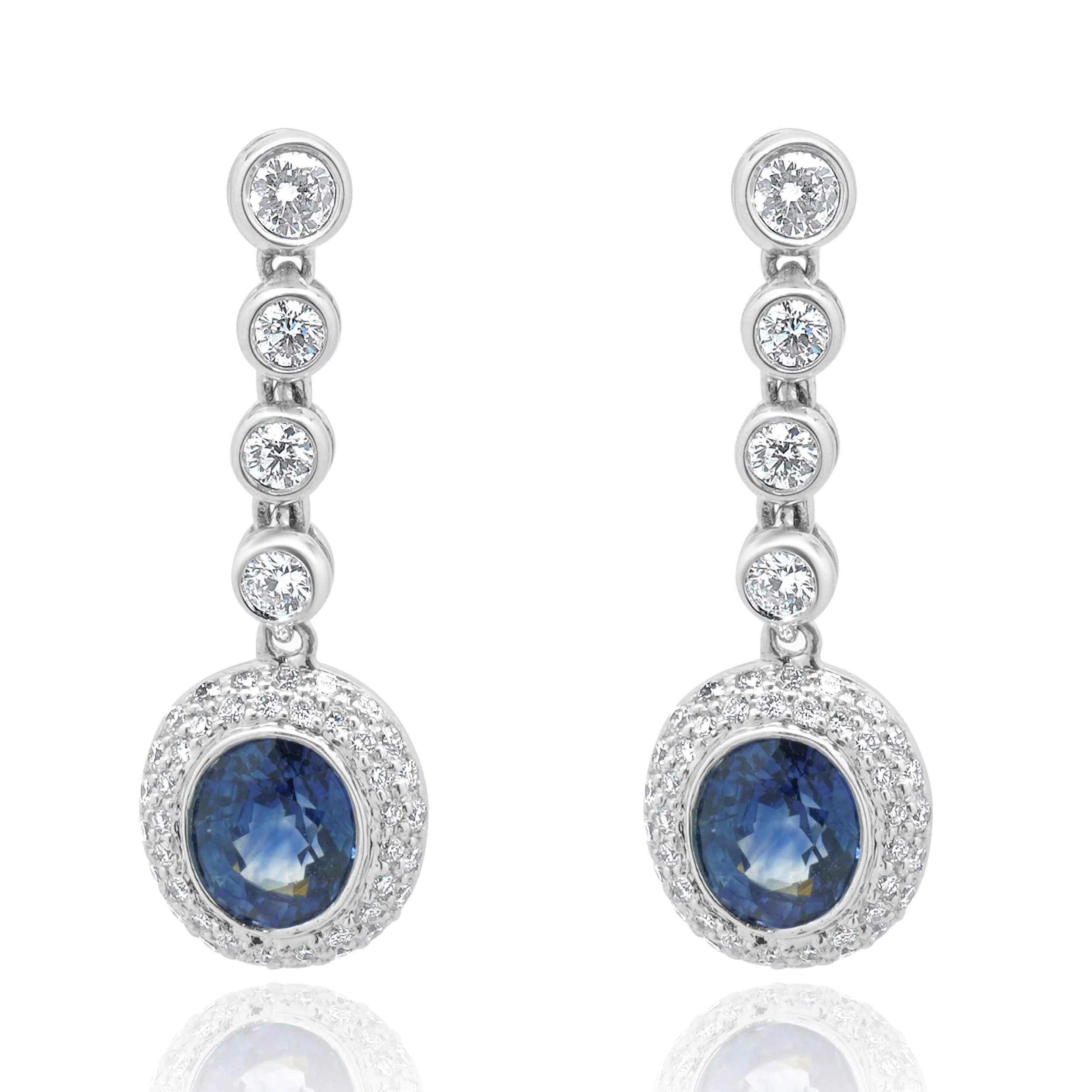 18 Karat White Gold Sapphire and Diamond Drop Earrings
