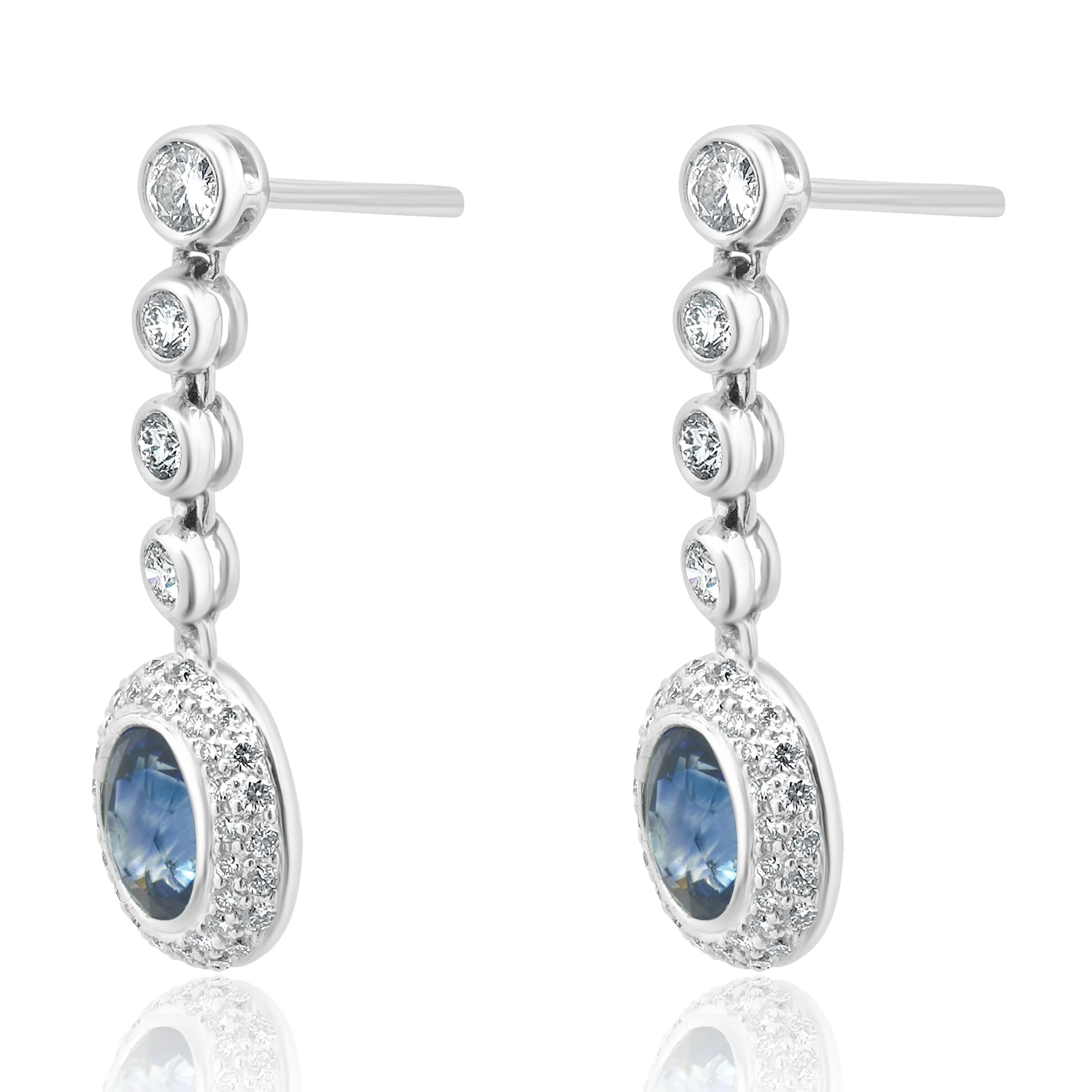 18 Karat White Gold Sapphire and Diamond Drop Earrings - Image 2