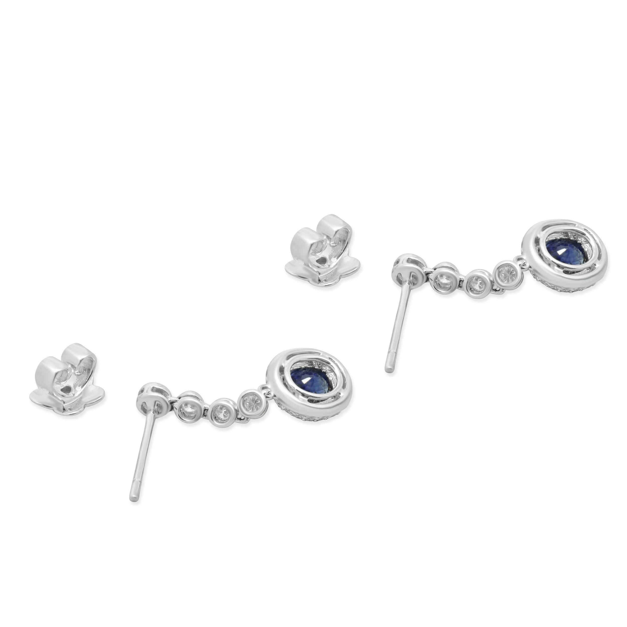 18 Karat White Gold Sapphire and Diamond Drop Earrings - Image 3