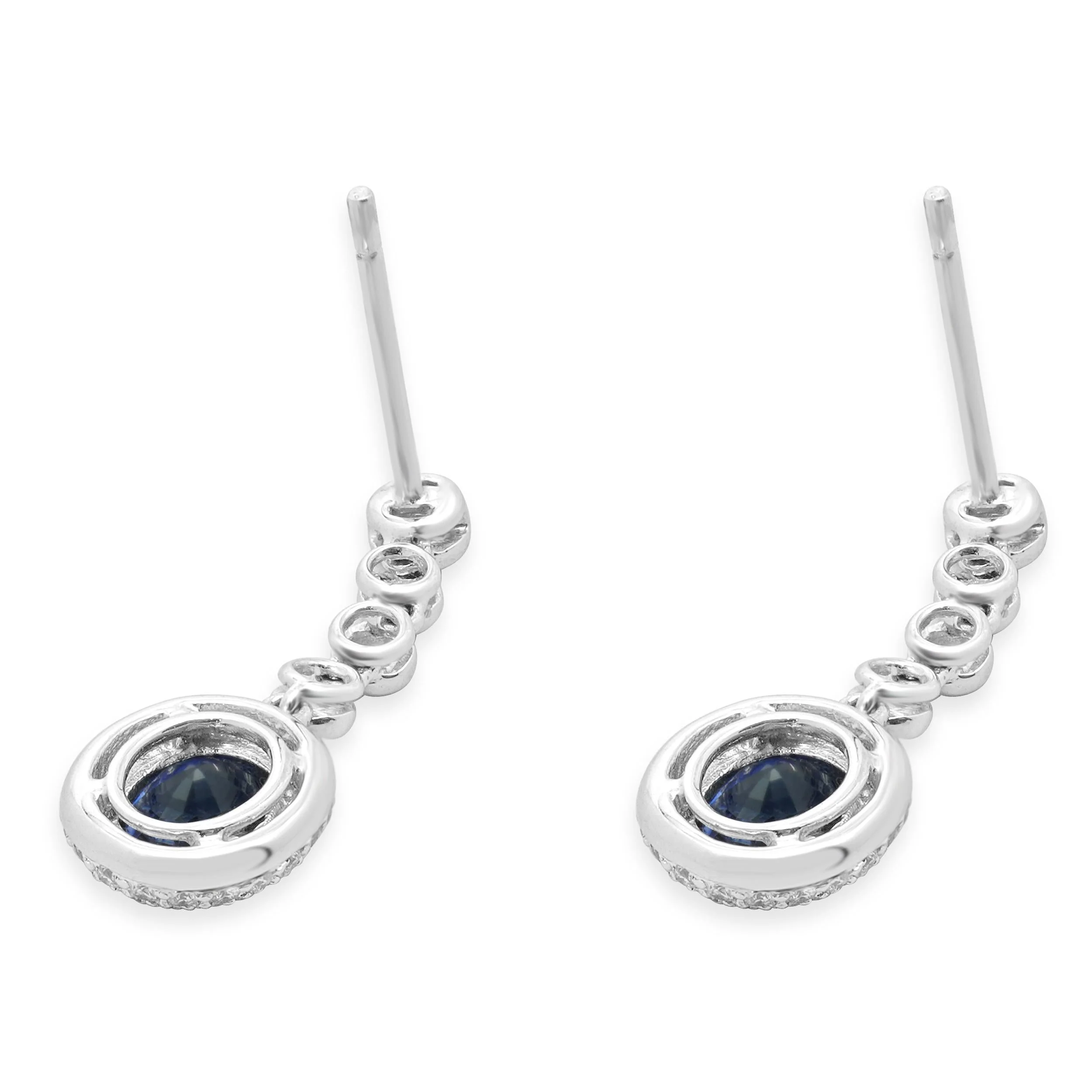 18 Karat White Gold Sapphire and Diamond Drop Earrings - Image 4