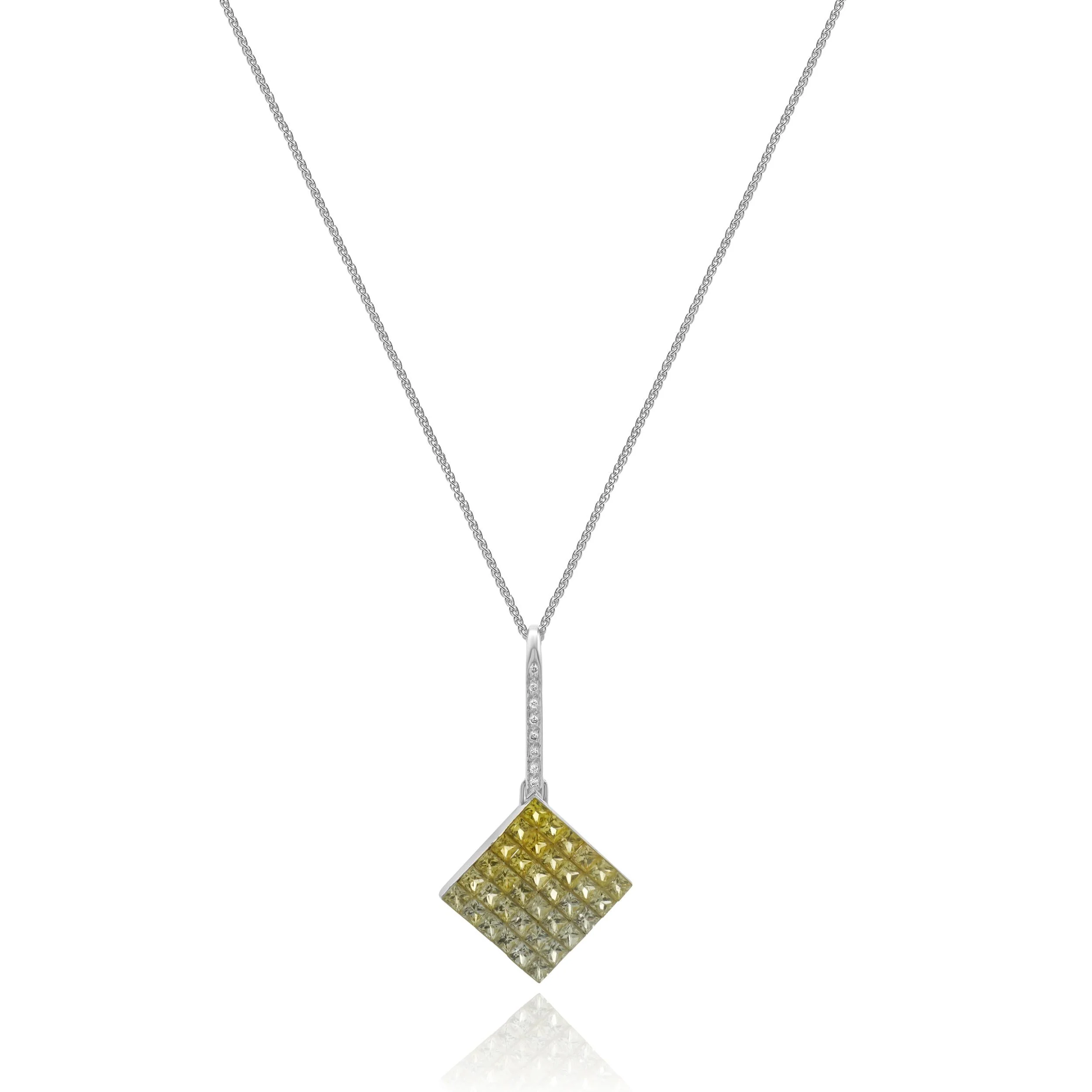 18 Karat White Gold Sapphire and Diamond Kite Necklace - Image 2
