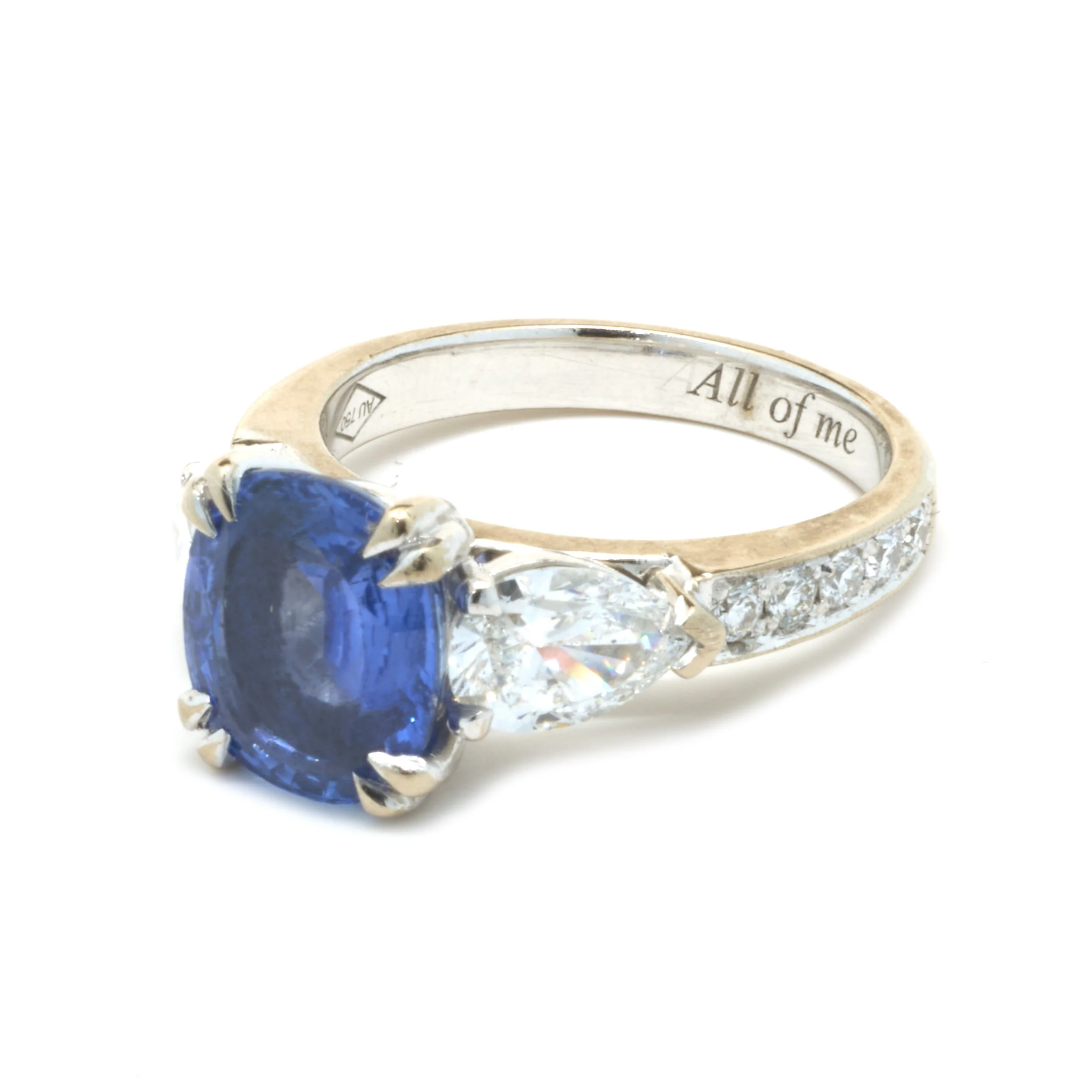 18 Karat White Gold Sapphire and Diamond Three Piece Ring Set - Image 3