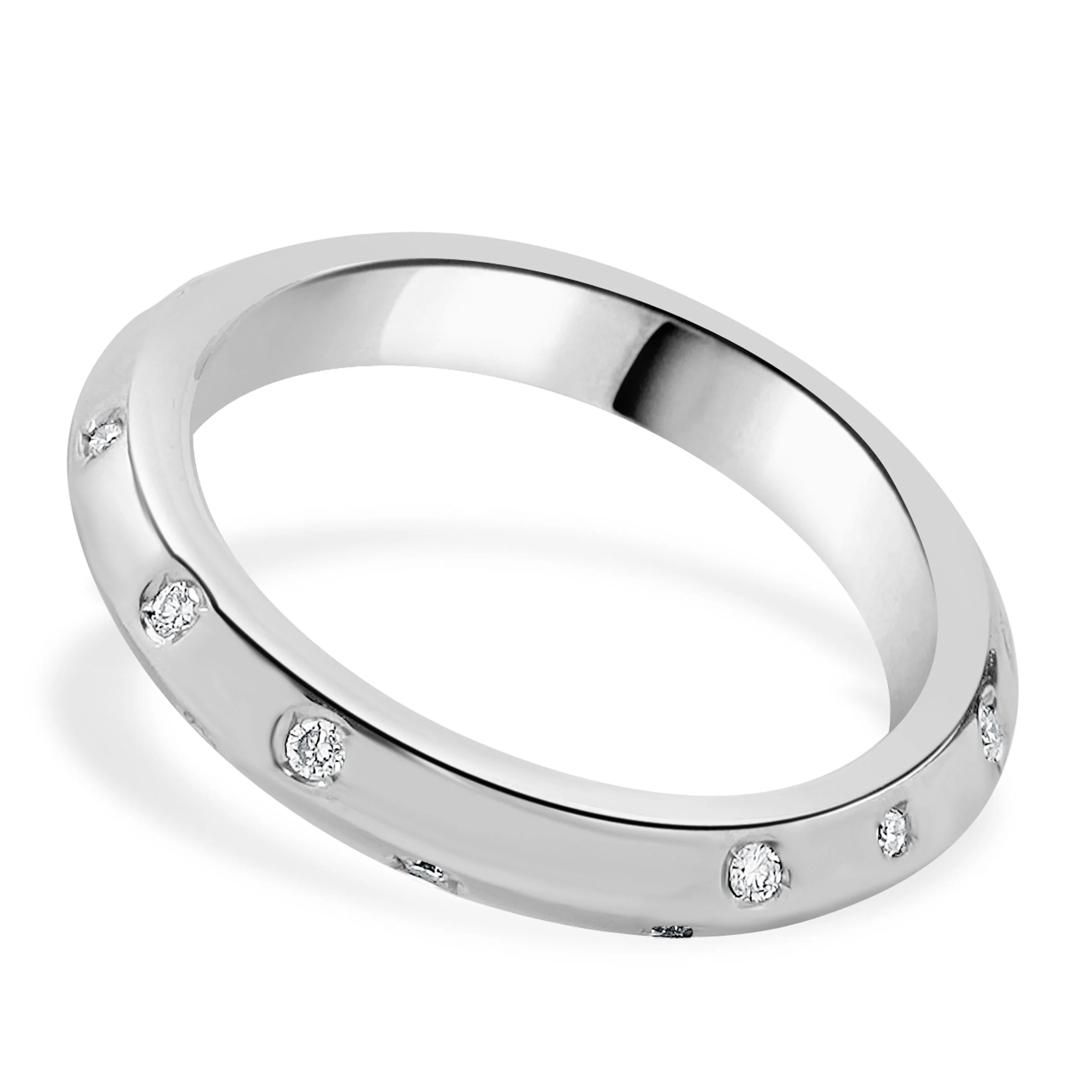 18 Karat White Gold Sprinkled Diamond Eternity Band - Image 3