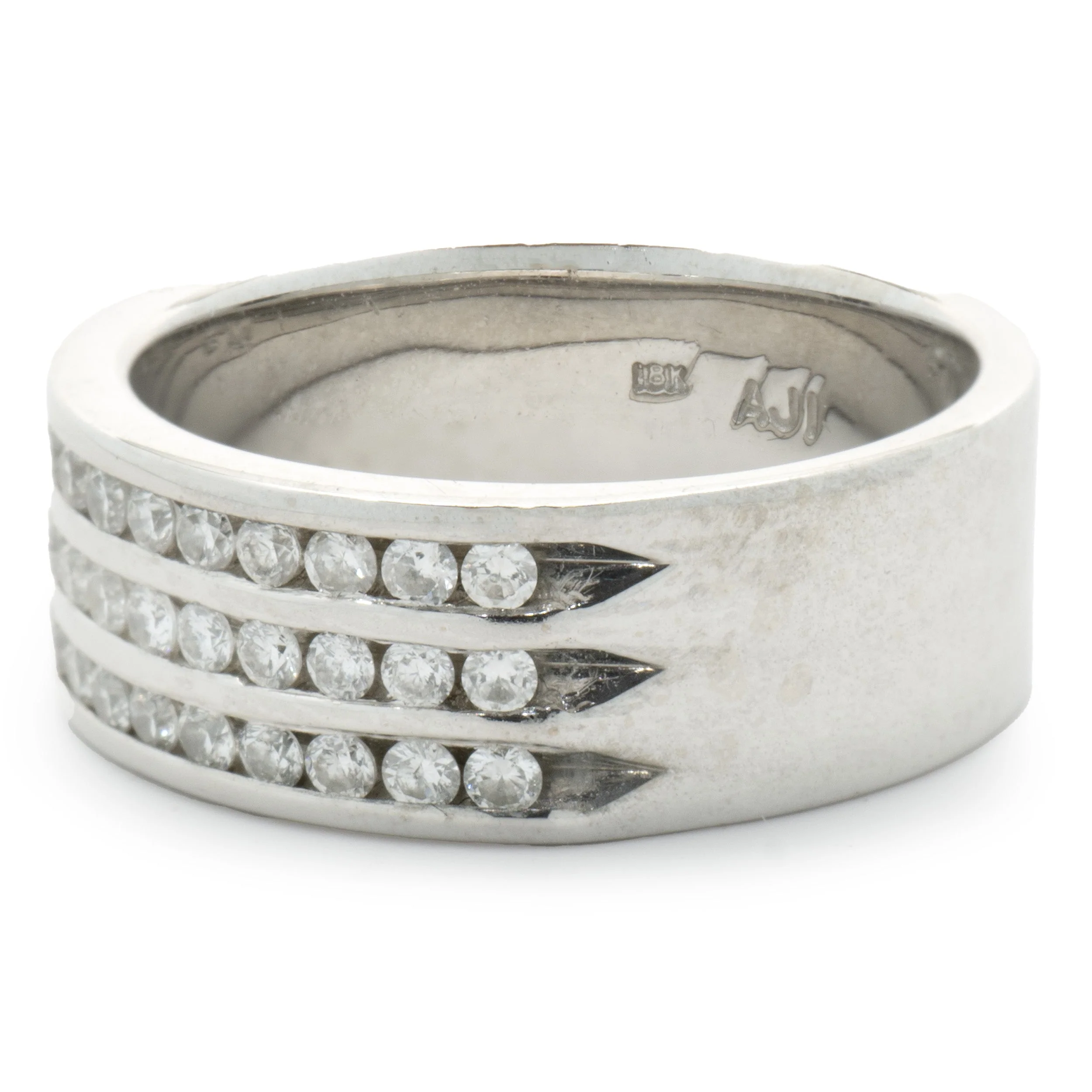 18 Karat White Gold Three Row Channel Set Diamond Band - Image 2