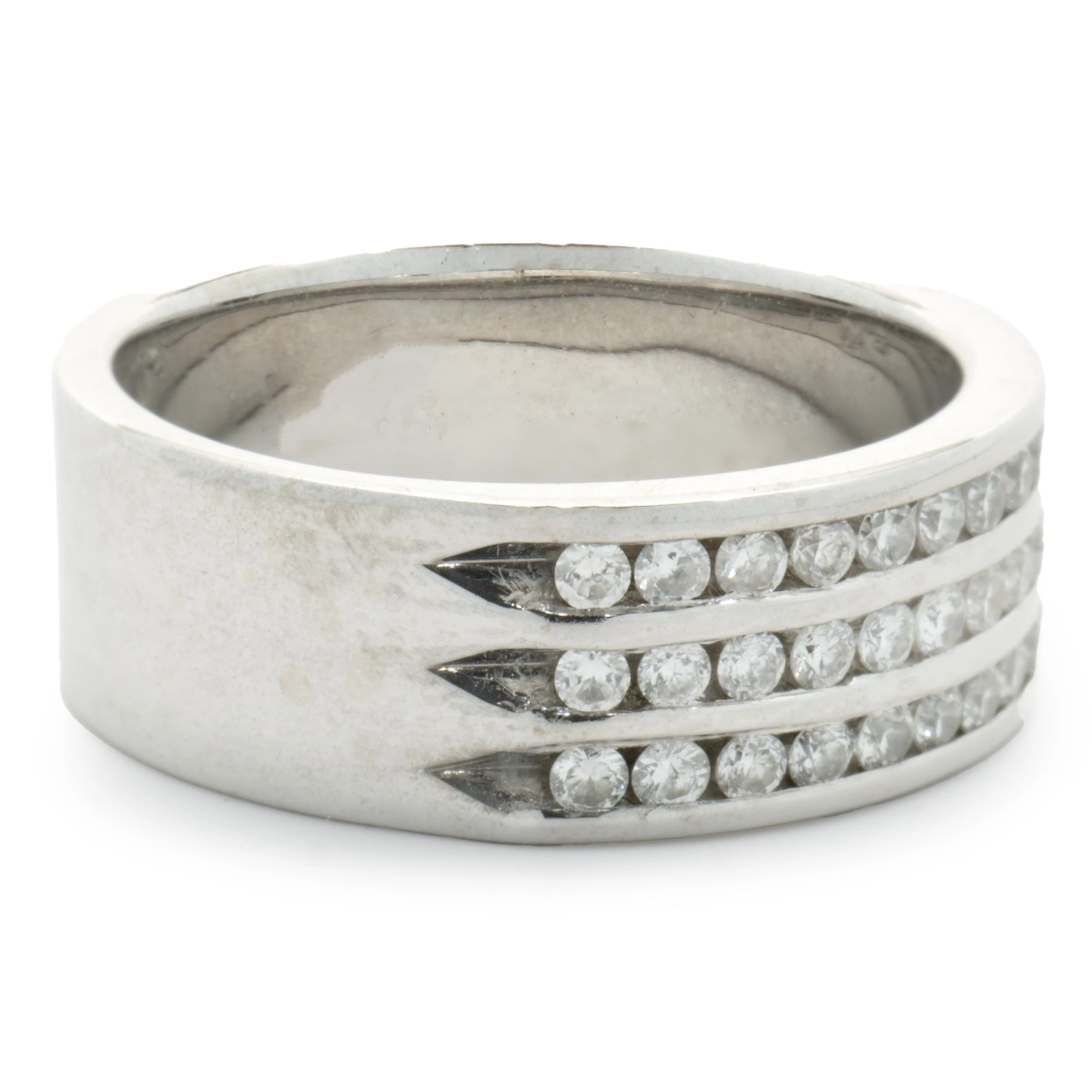 18 Karat White Gold Three Row Channel Set Diamond Band - Image 4