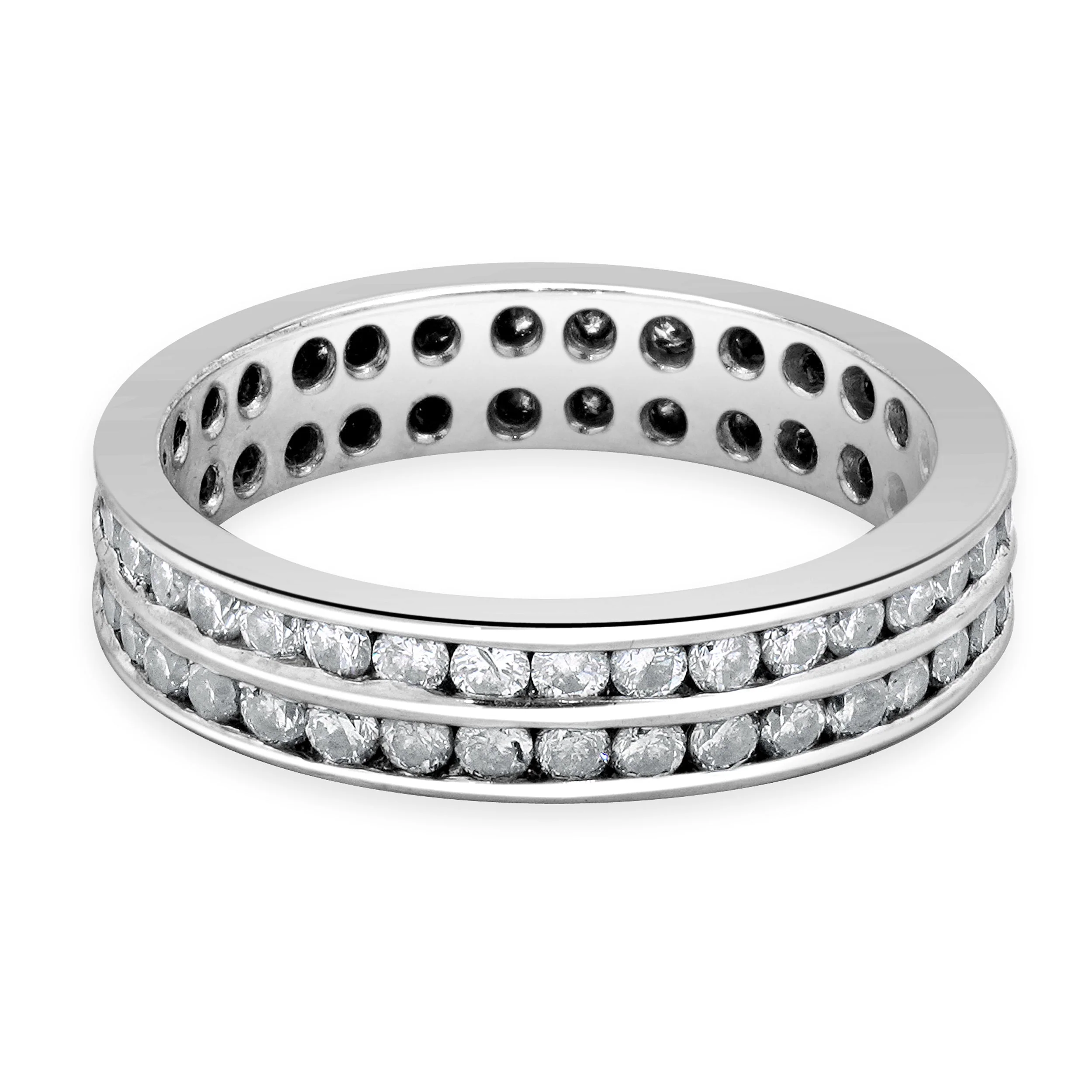18 Karat White Gold Two Row Diamond Eternity Band