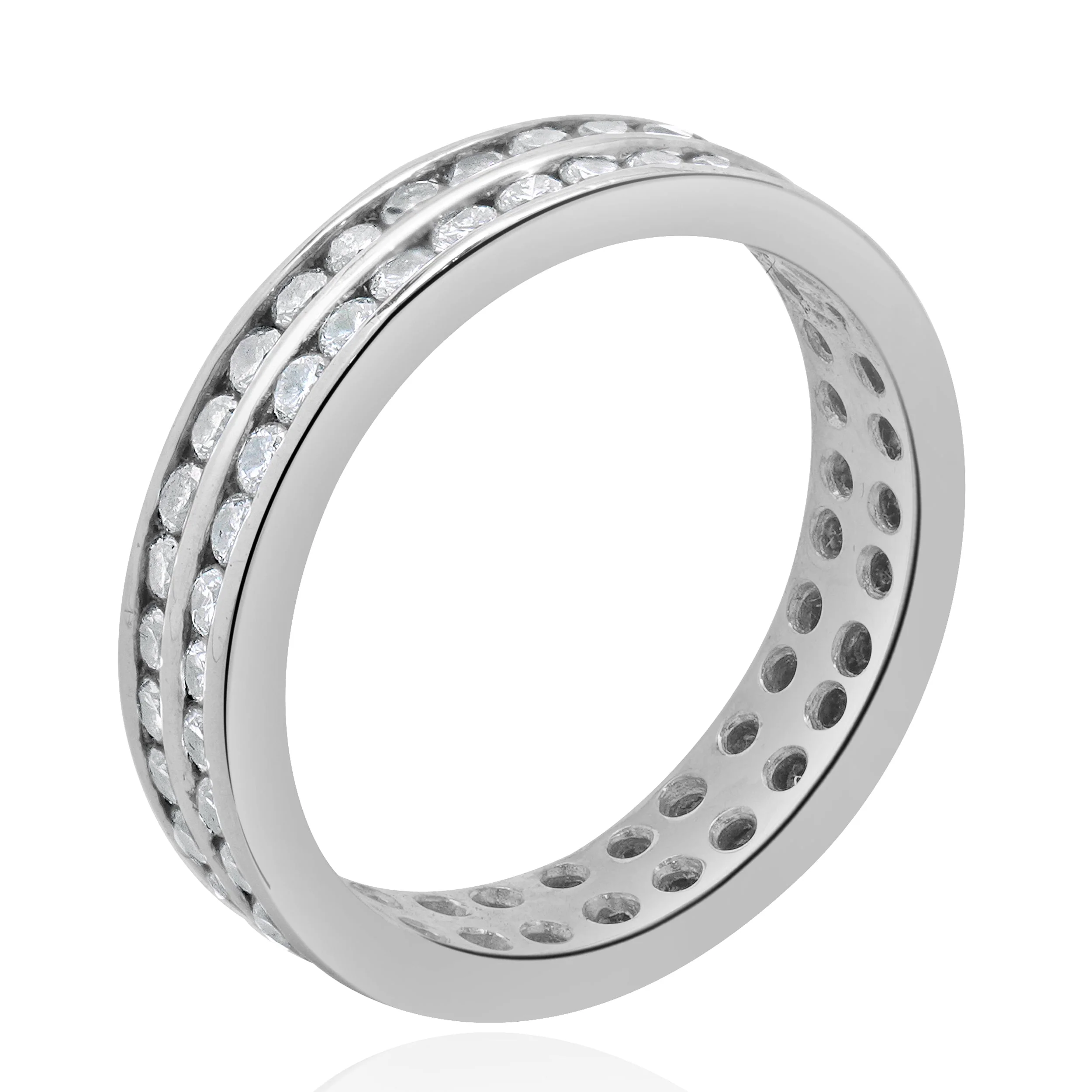 18 Karat White Gold Two Row Diamond Eternity Band - Image 2
