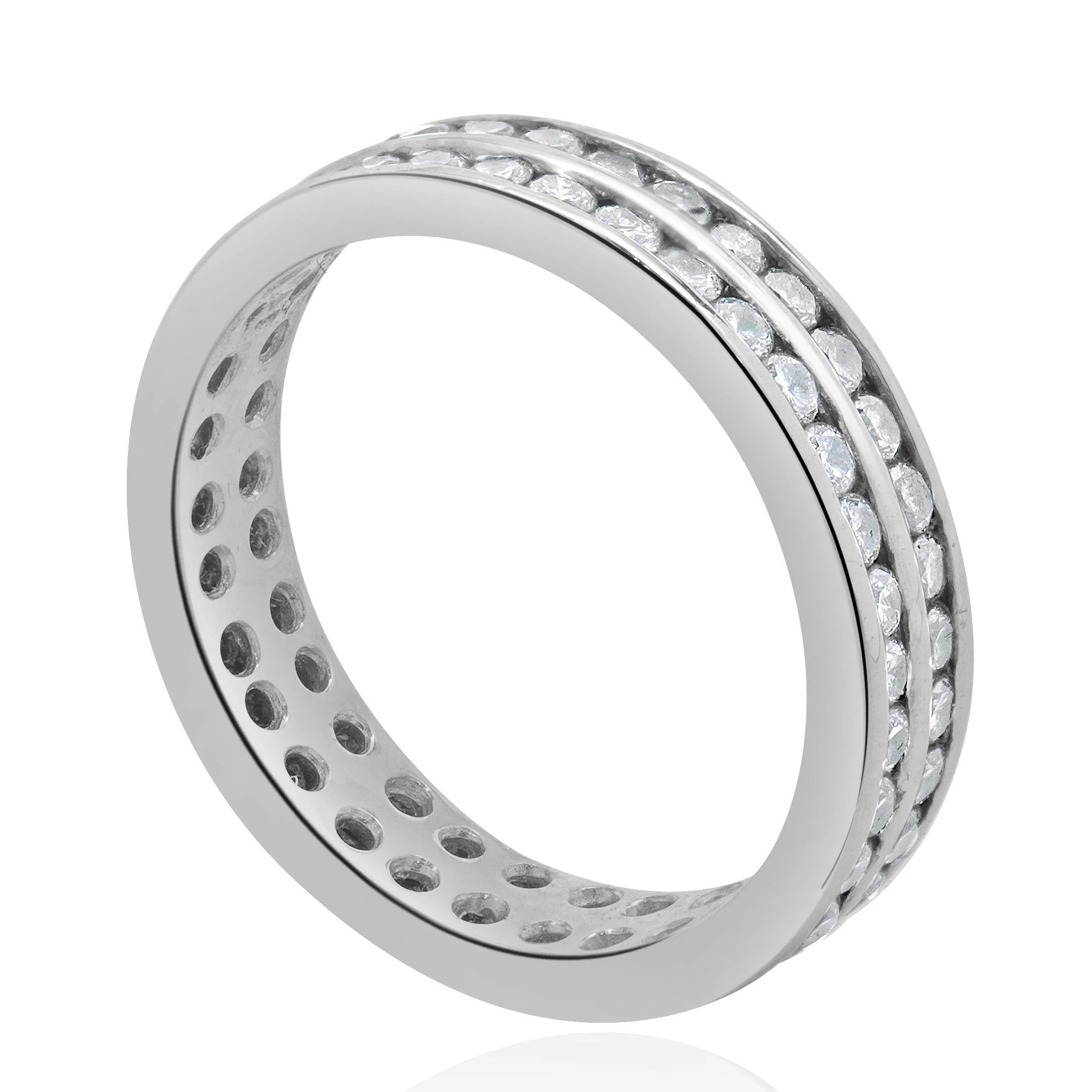 18 Karat White Gold Two Row Diamond Eternity Band - Image 4
