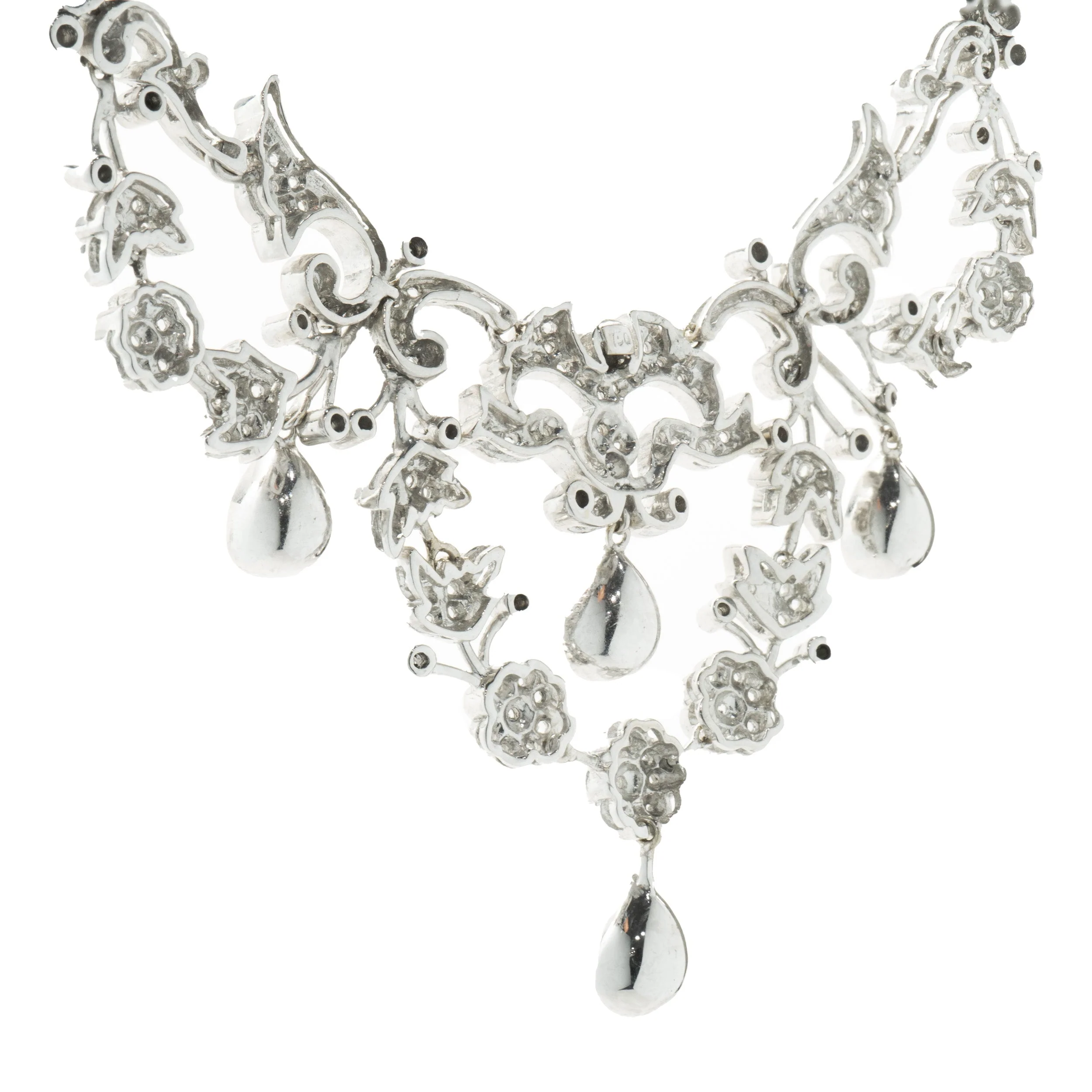 18 Karat White Gold Vintage Art Deco Rose Cut Diamond Collar Necklace - Image 4