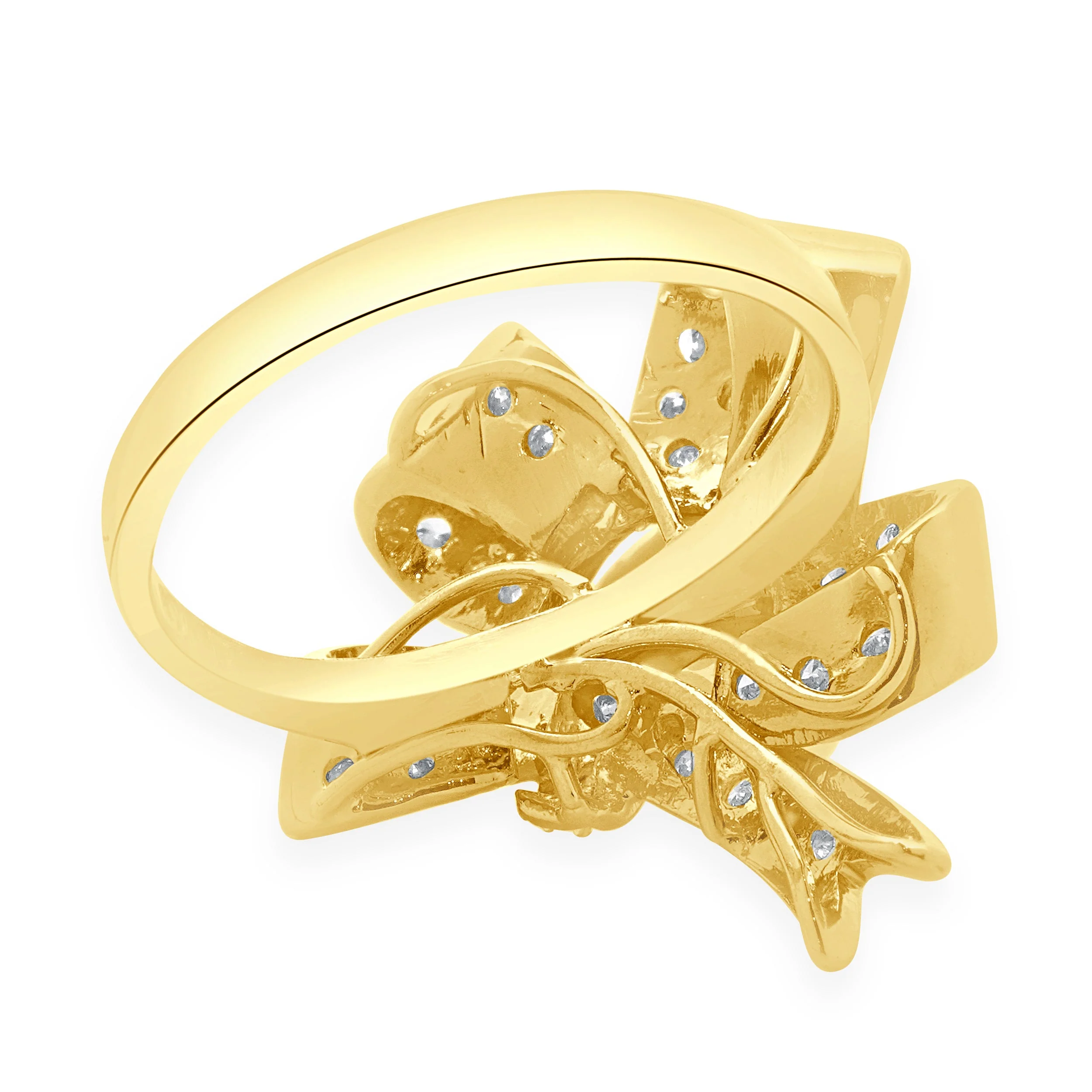 18 Karat Yellow Gold 7MM Pearl and Diamond Vintage Bow Ring - Image 4